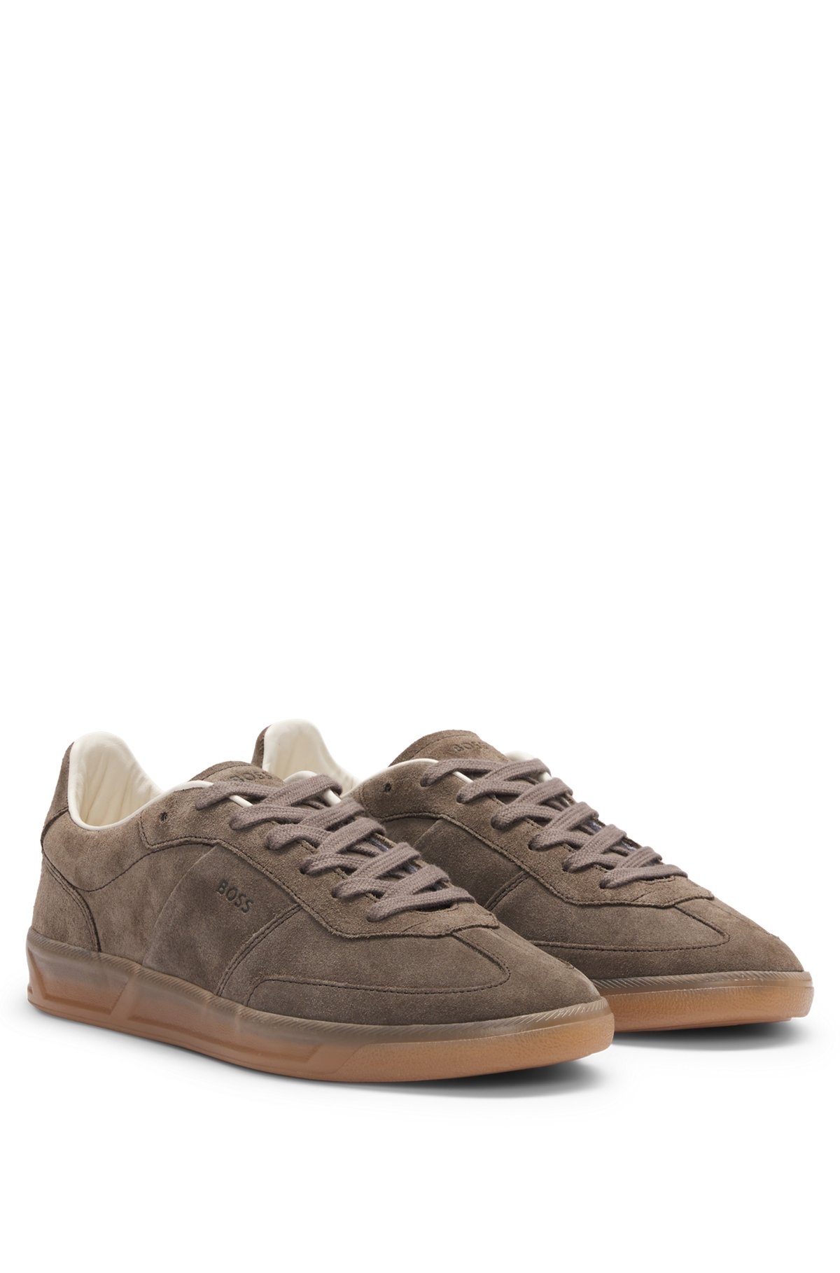 SUEDE LACE-UP TRAINERS WITH LOGO DETAIL - 2