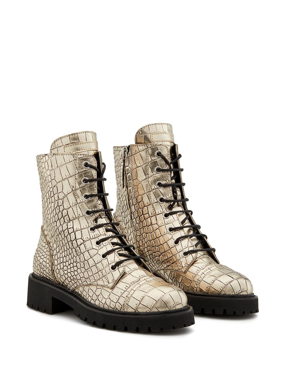 Thora crocodile-effect combat boots - 2