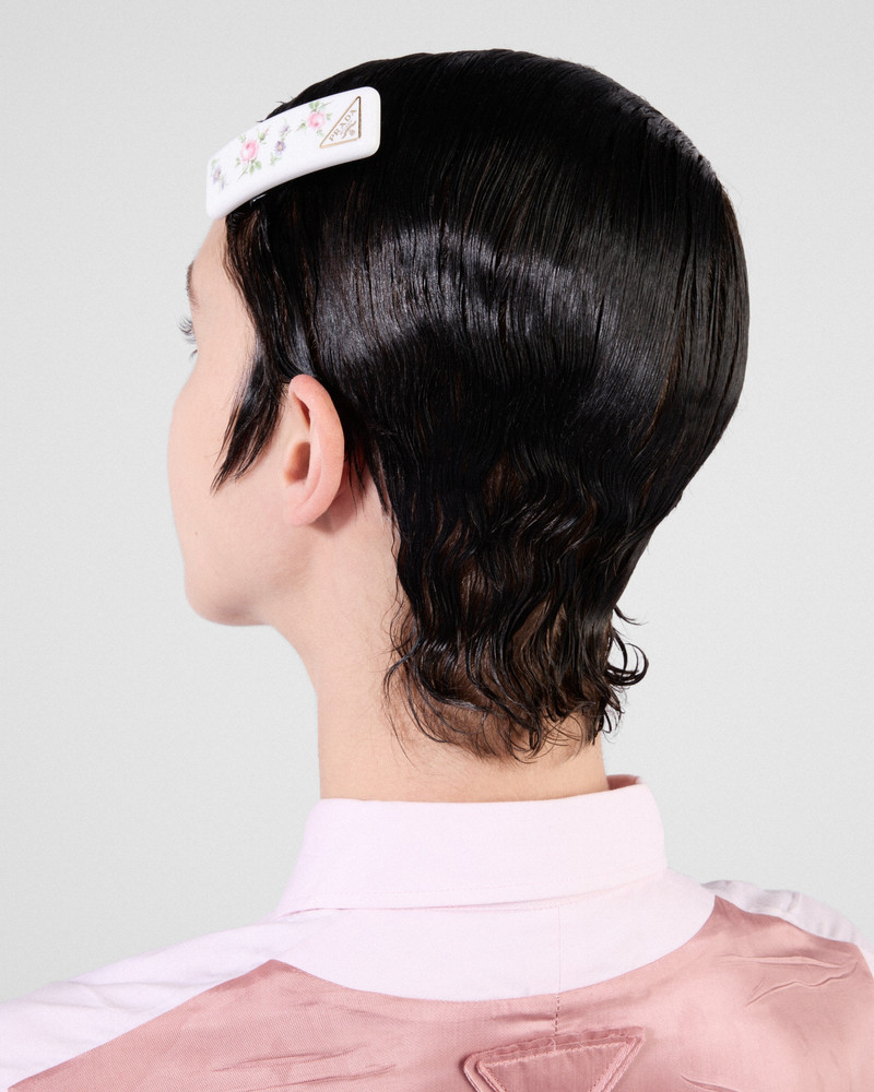 Prada Plexiglas and metal hair clip outlook