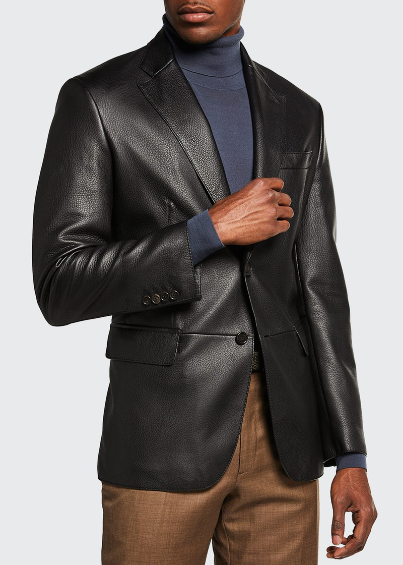 Brioni Men's Regular-Fit Leather Two-Button Blazer outlook