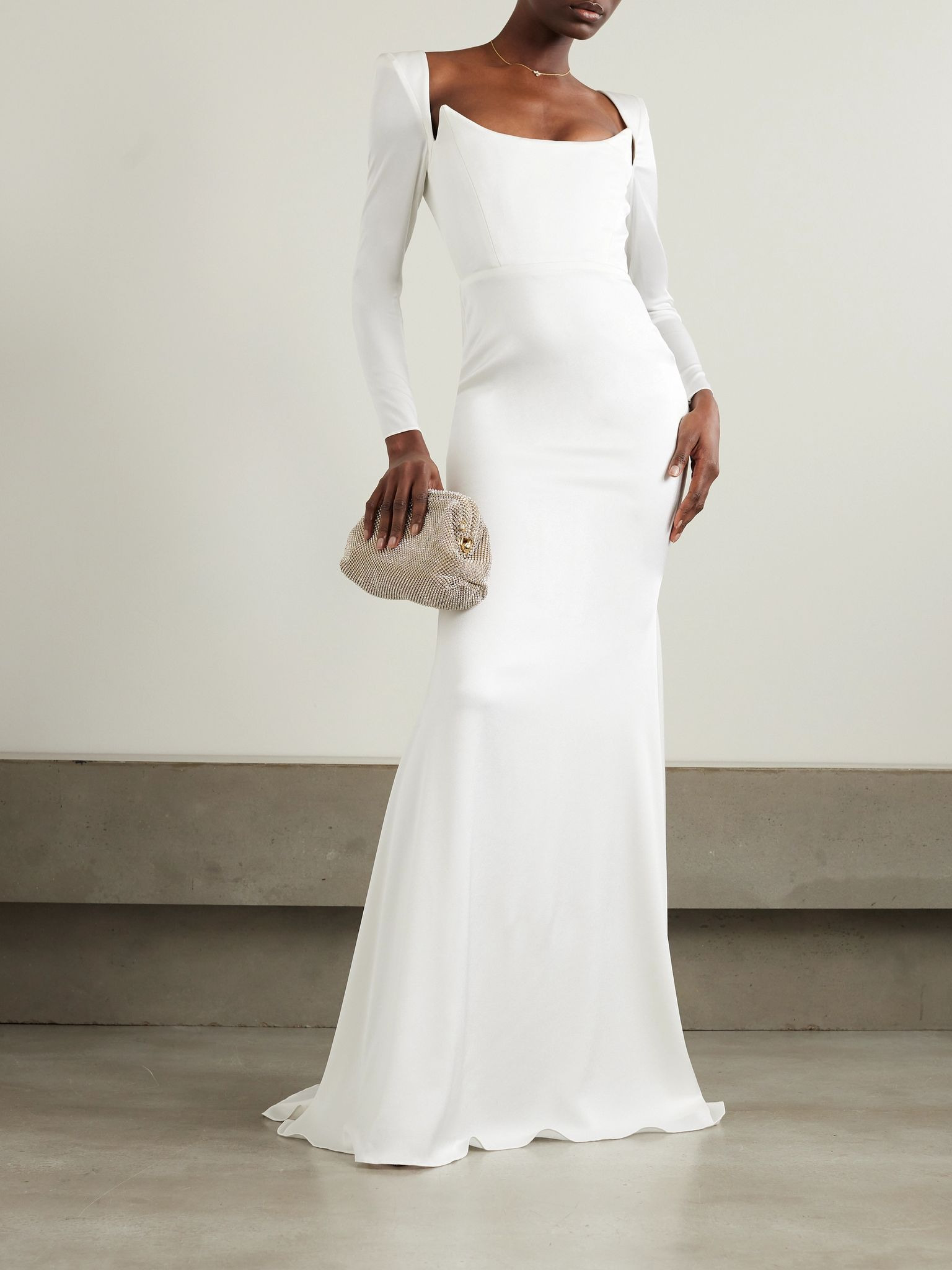 Satin-crepe gown White - 2