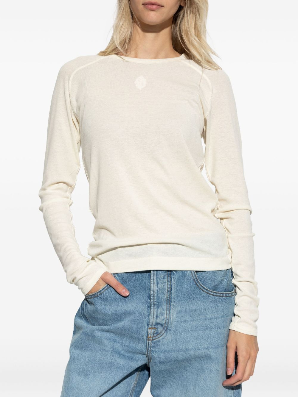logo-embroidered long-sleeve top - 3
