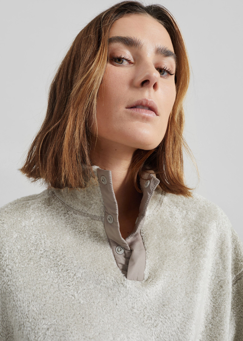 Amomento Fluffy Oversized Half Neck Pullover - Grey 3