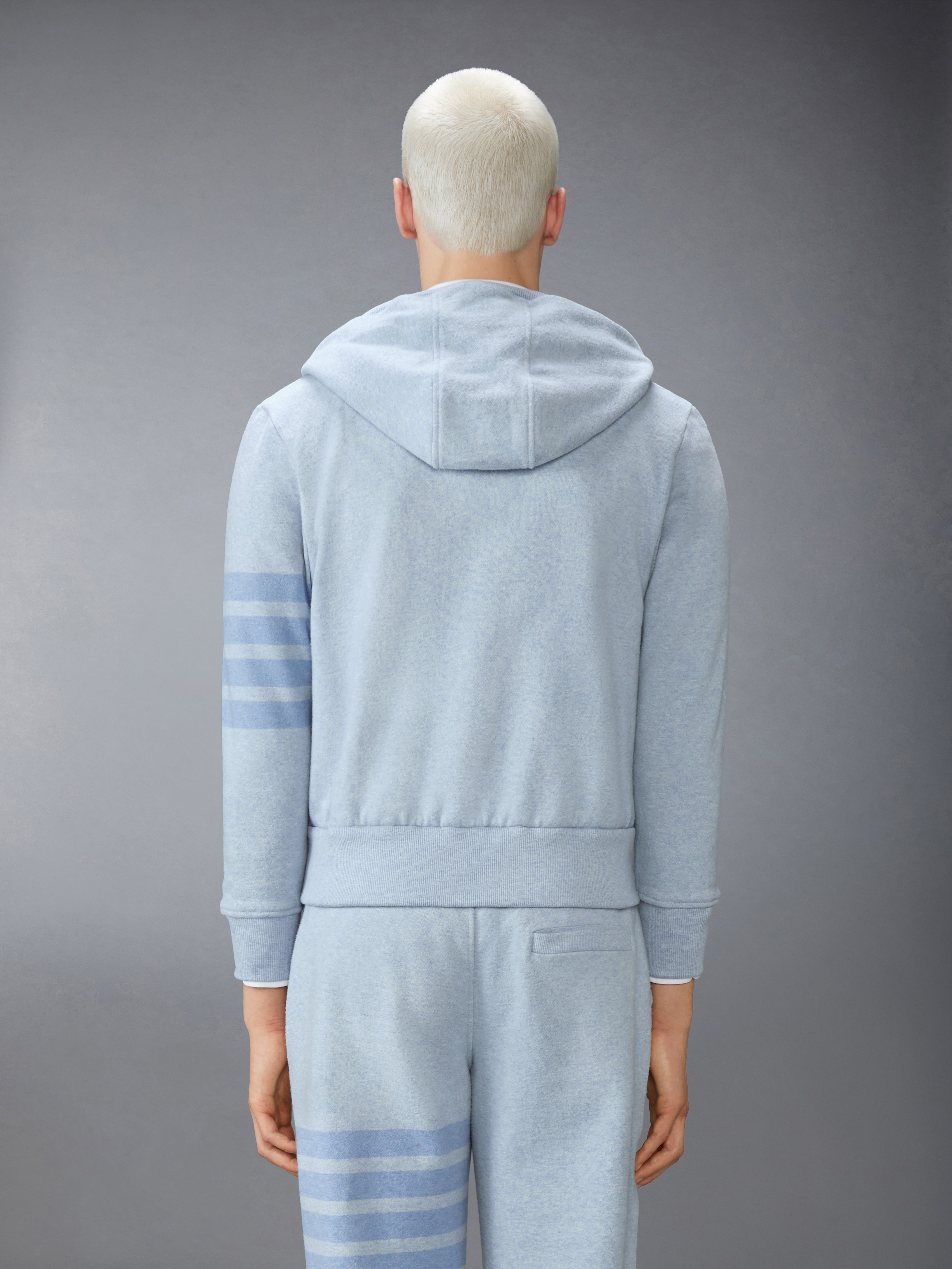 MELANGE BRUSHED LOOPBACK 4-BAR ZIP UP HOODIE - 3