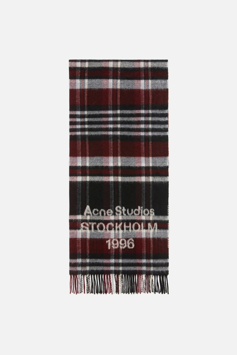 Logo scarf with fringe - Black/burgundy 1