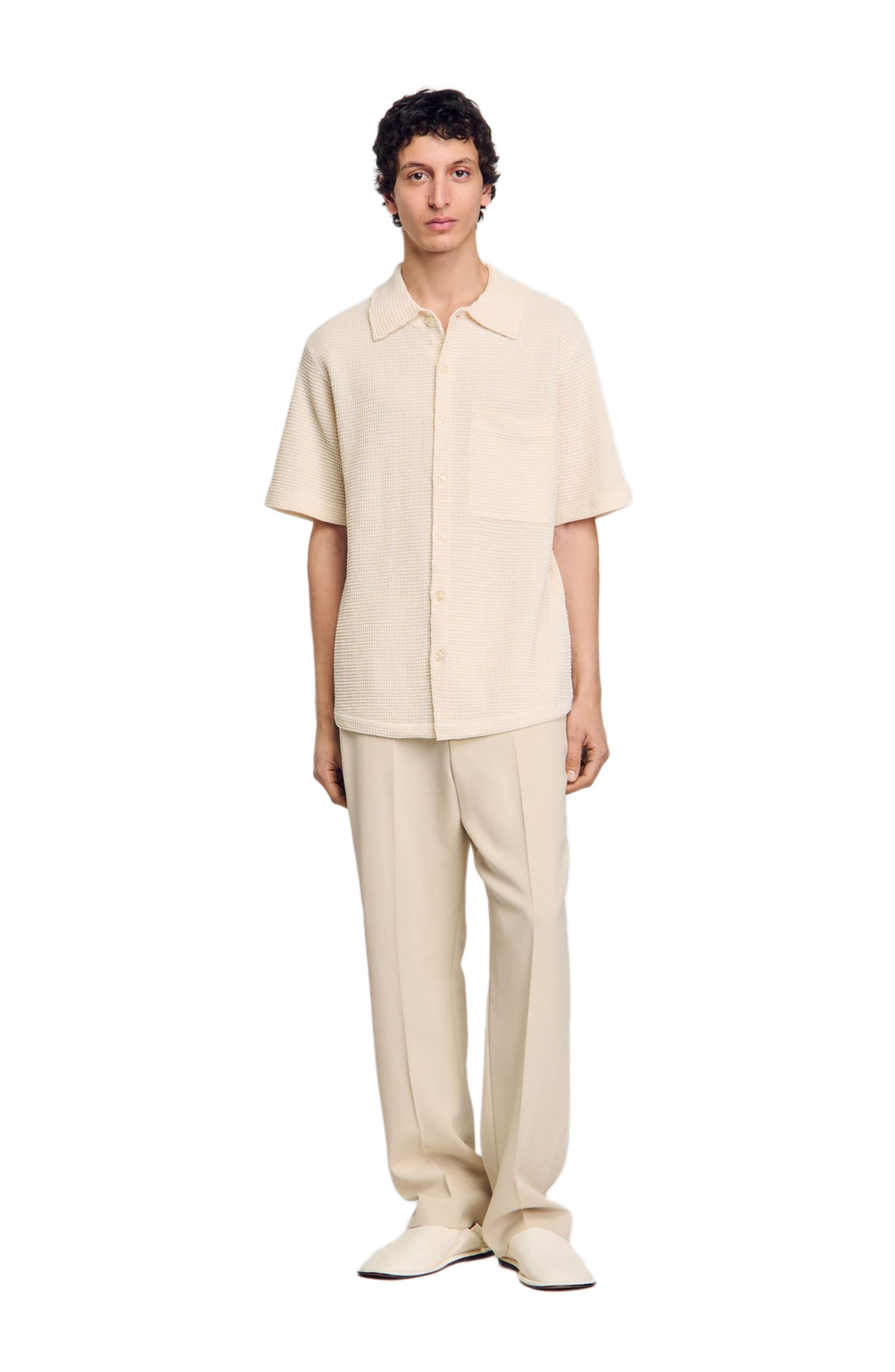 SANDRO Waffled shirt in Ivory. at Nordstrom - 1