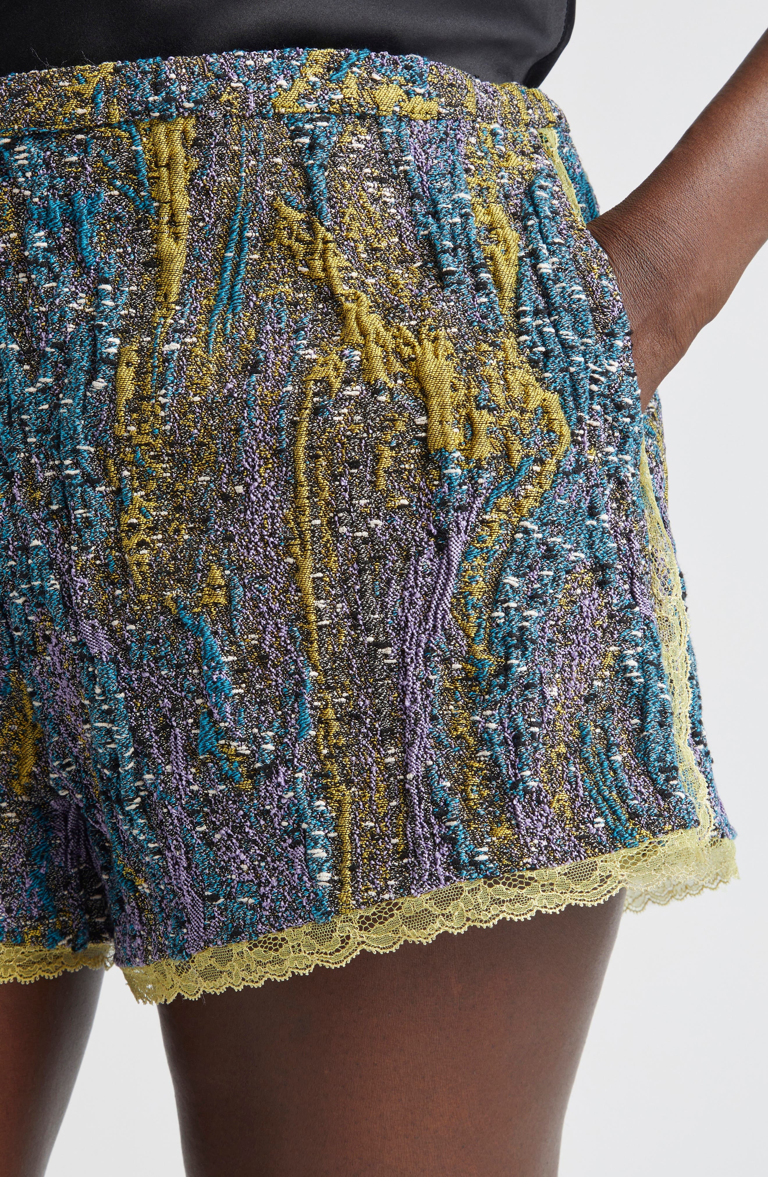 Dries Van Noten Pinky Embellished Abstract Jacquard Shorts in Yellow at Nordstrom - 4