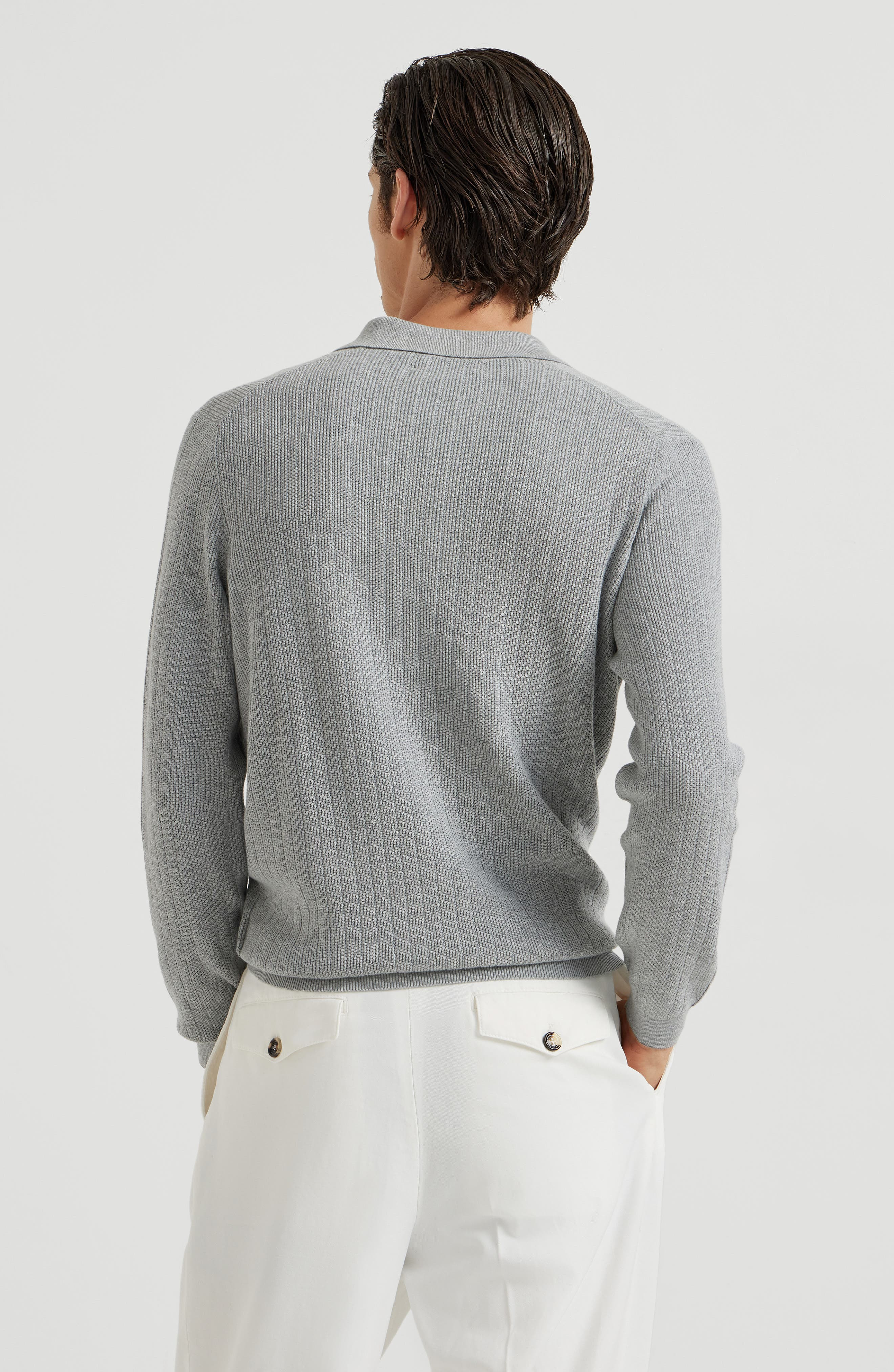 Brunello Cucinelli Rib knit polo in Grey at Nordstrom - 3