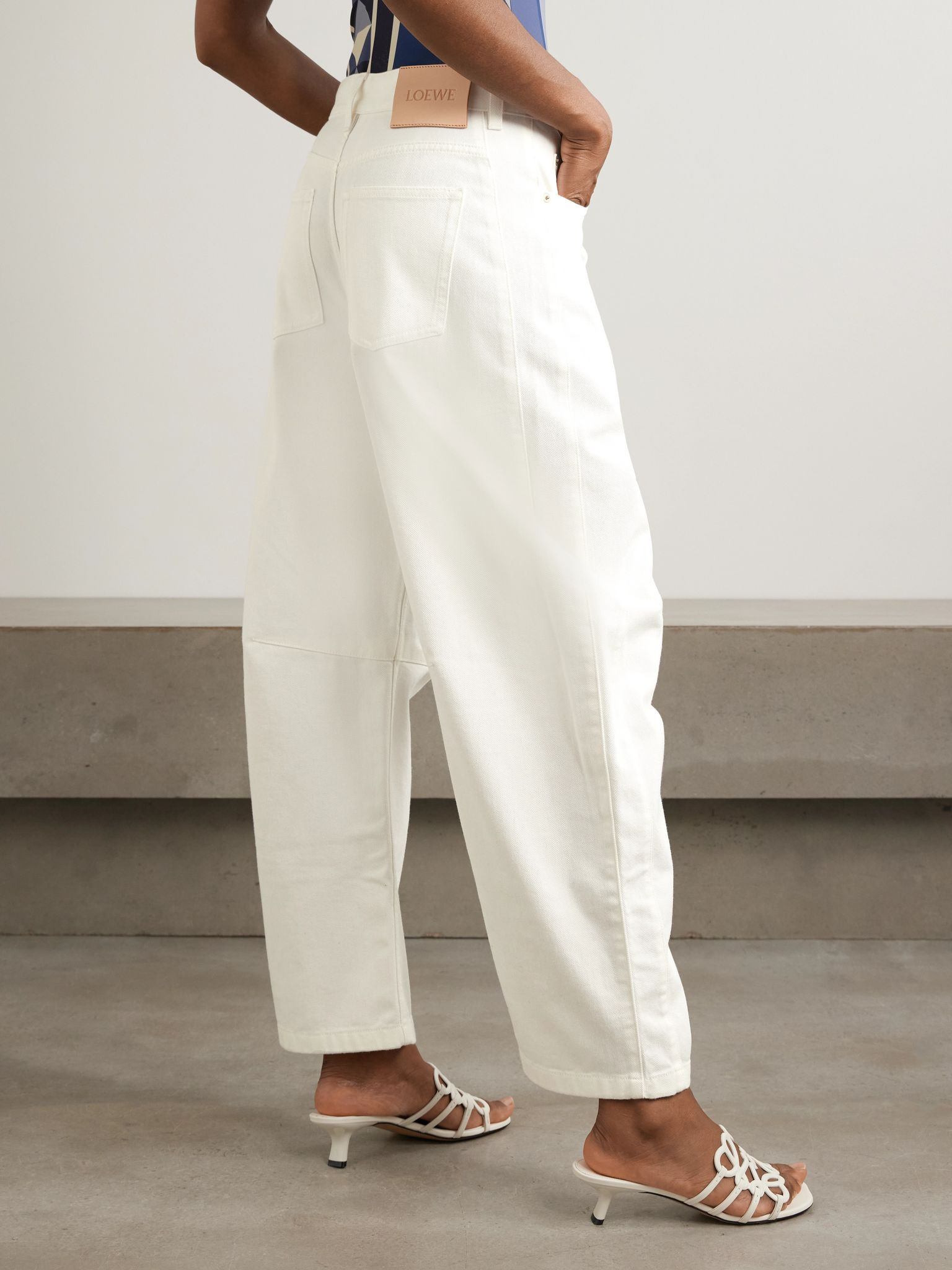 + Paula's Ibiza paneled embellished mid-rise barrel-leg jeans White - 4