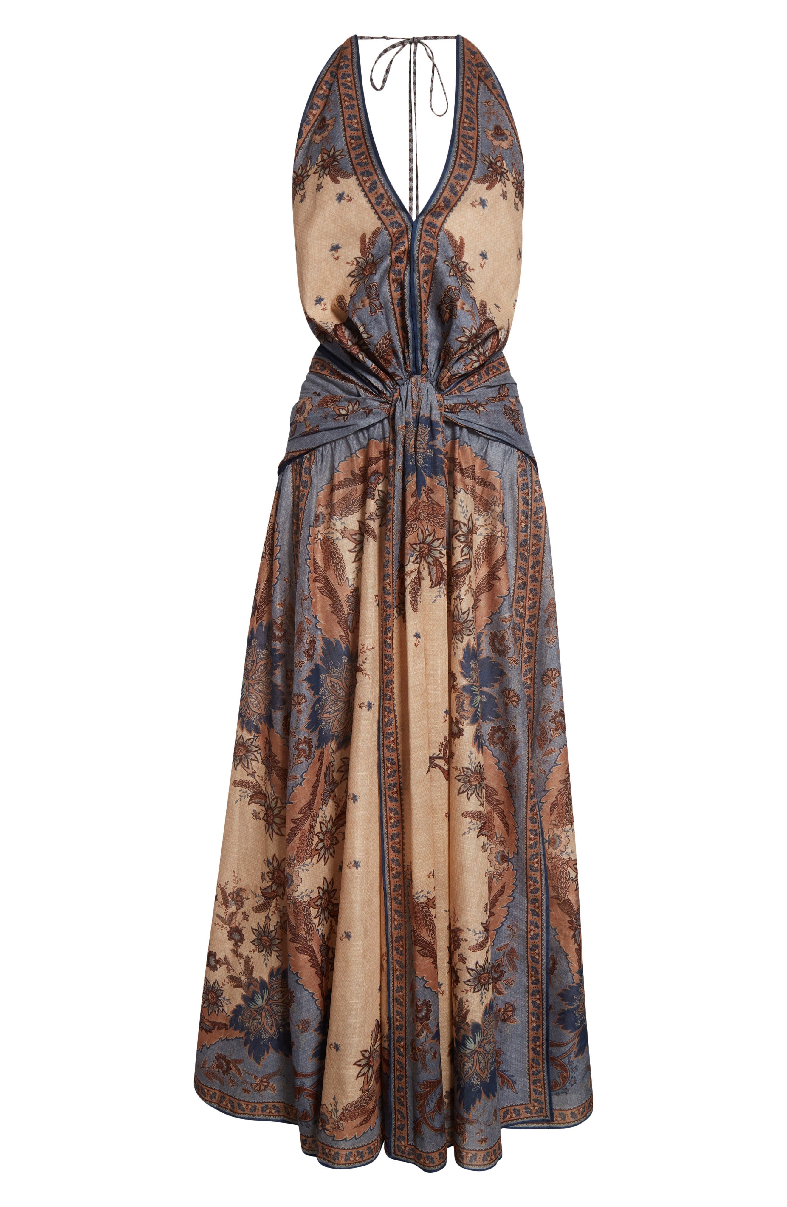 Zimmermann Ascension Paisley Floral Halter Neck Maxi Dress in Blue/Cream Indienne Floral at Nordstro - 5