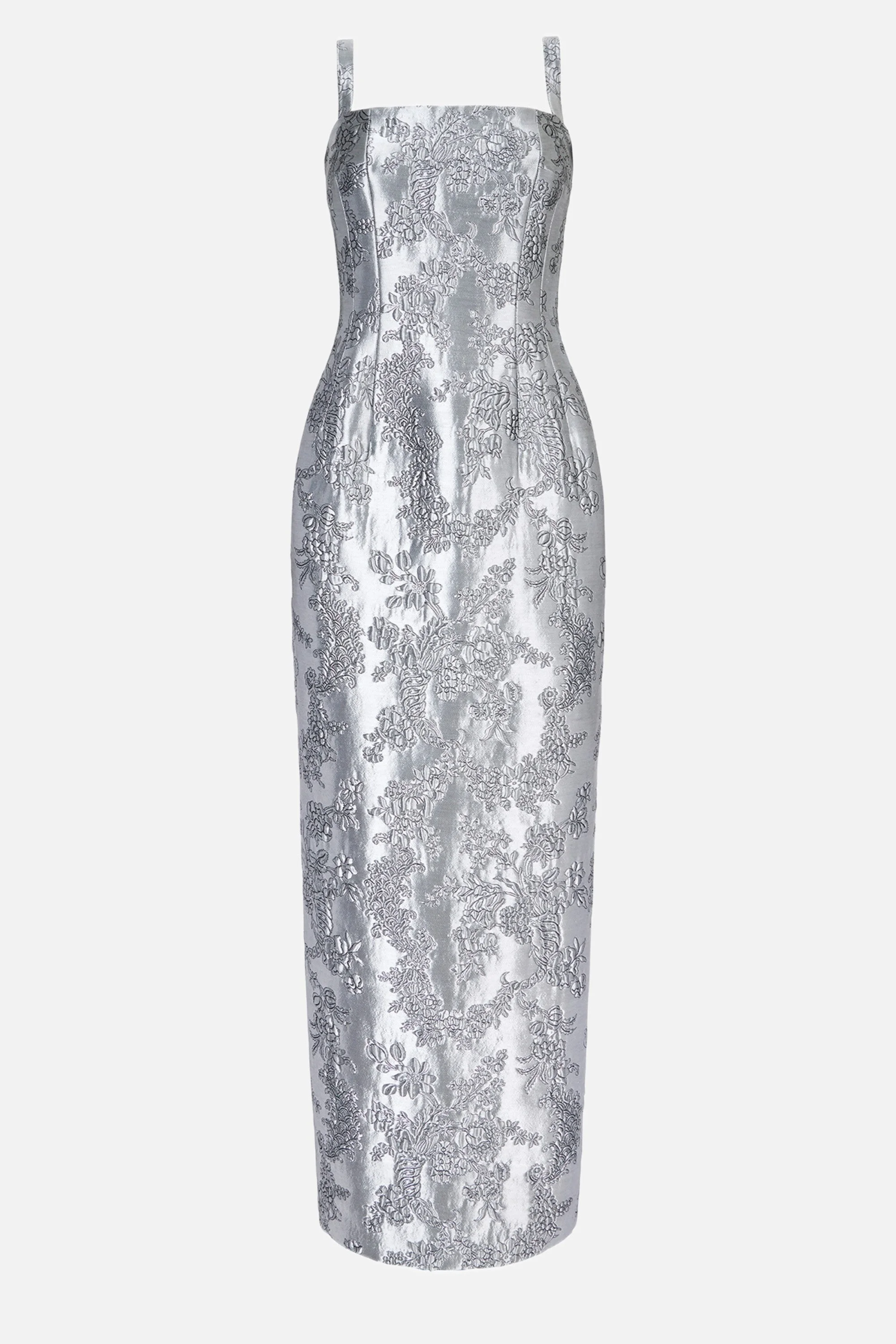 Regina Dress in Silver Metallic Cloque - 1
