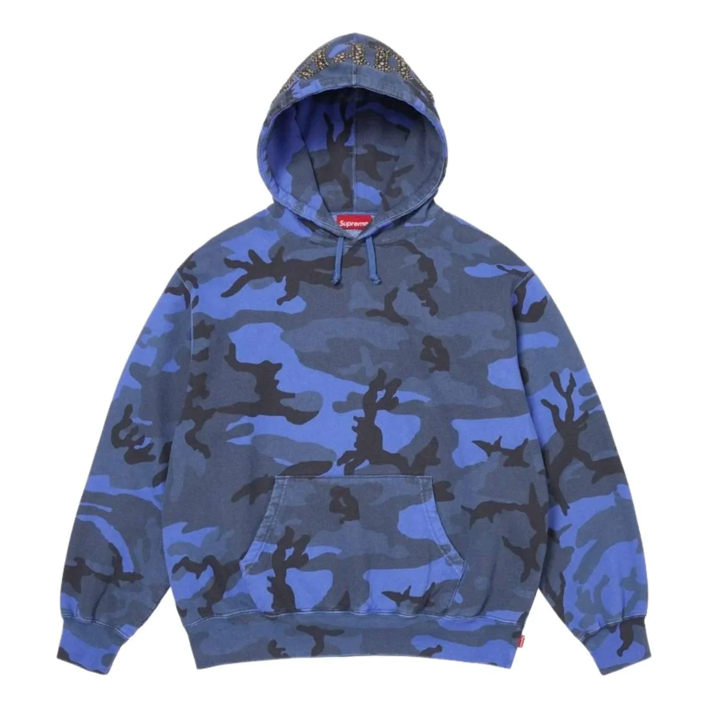Supreme SS26 Overdyed Studded Hooded Sweatshirt 'Blue Camo' SUP-SS26-154-BAM - 1