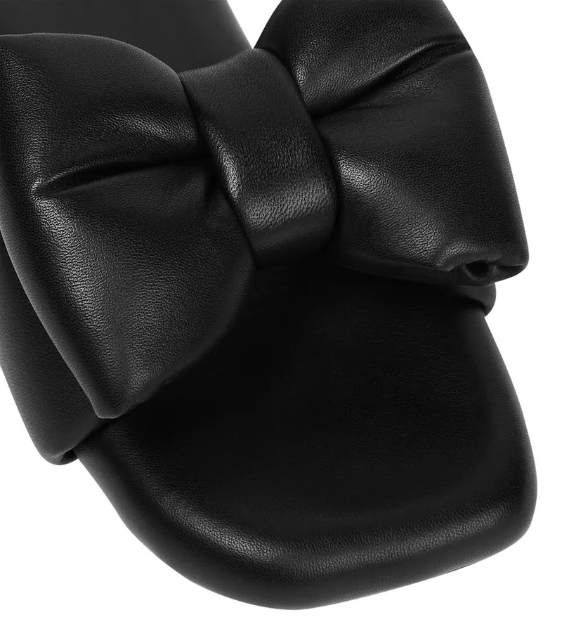Nappa leather bow-embellished slides 6