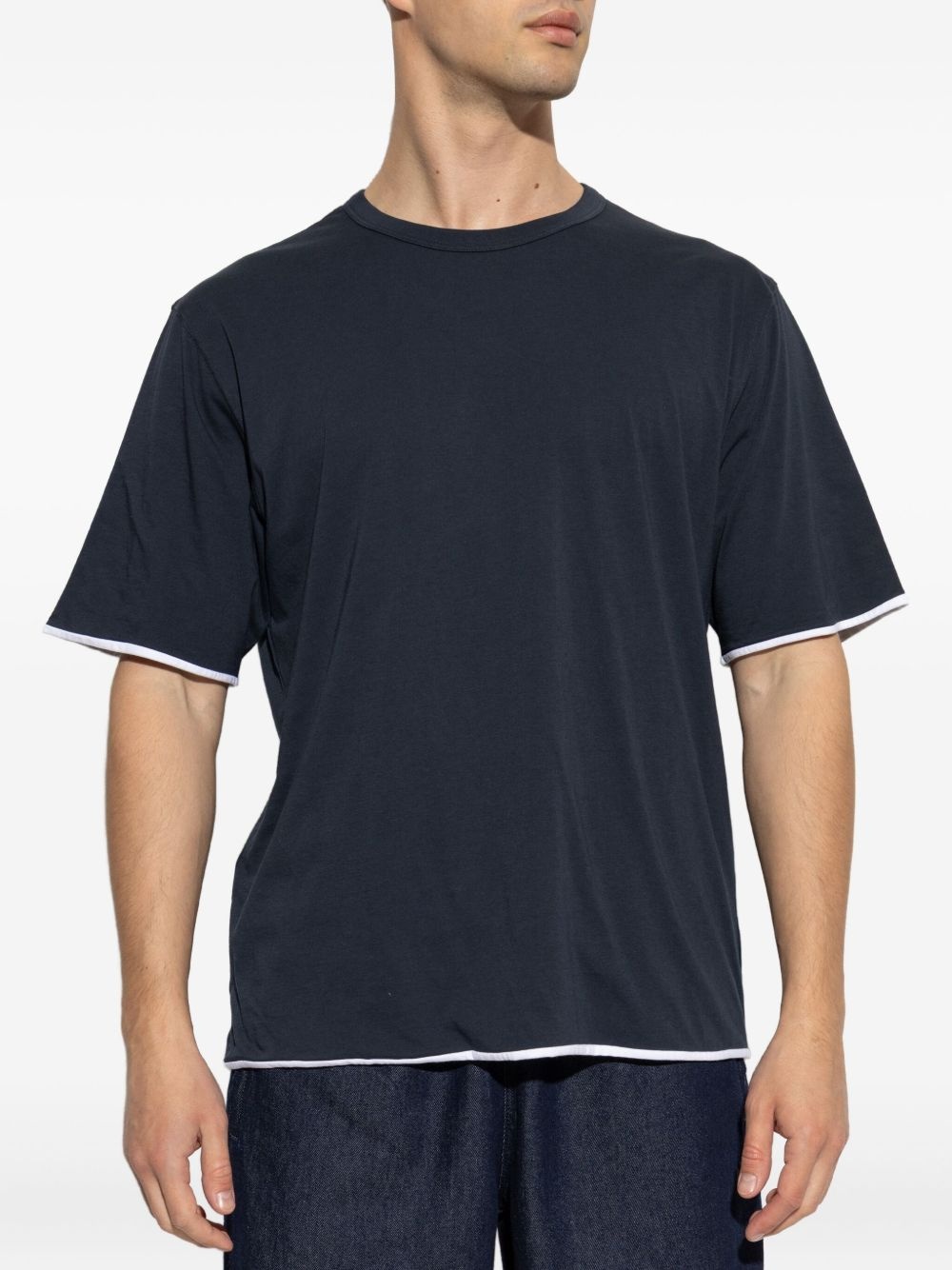 contrasting-trim T-shirt - 3