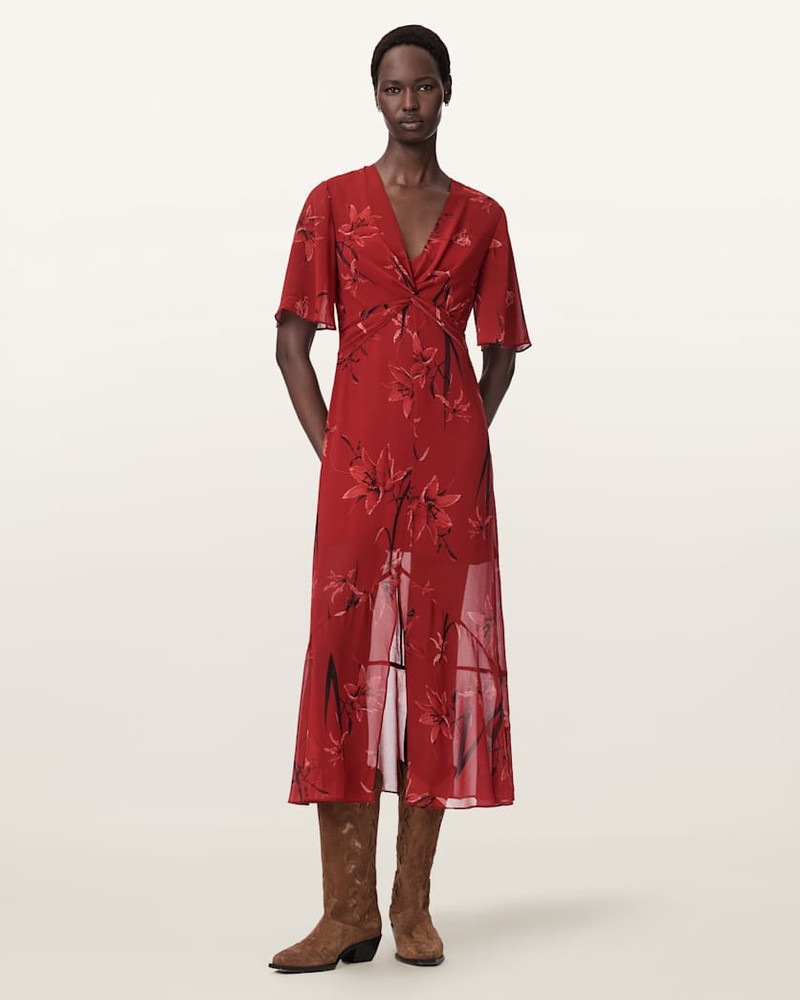 MOLLIE TWIST DETAIL FLORAL MIDI DRESS 4