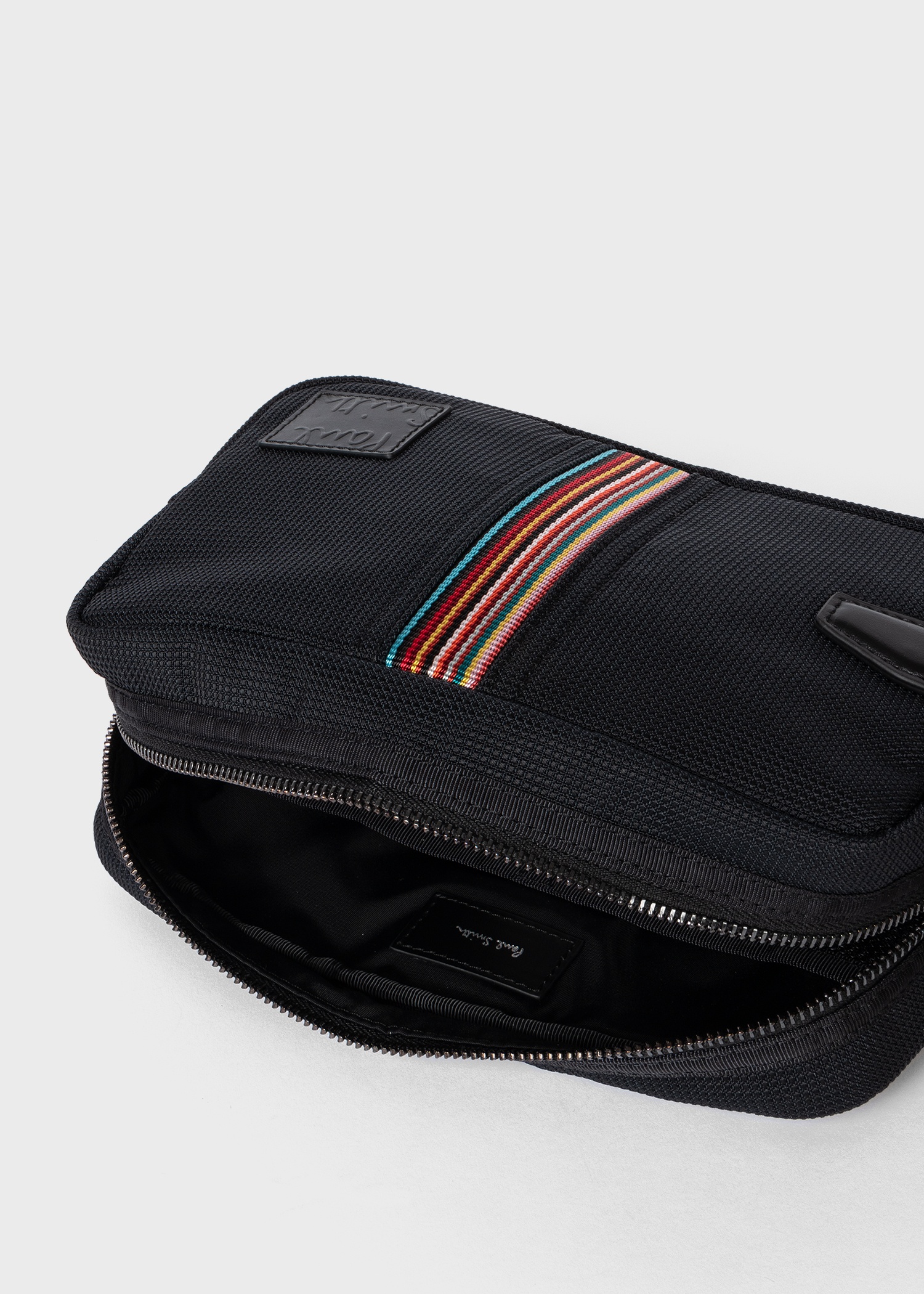 Black 'Signature Stripe' Wash Bag - 5