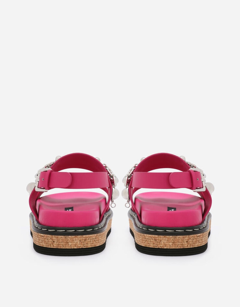 Dolce & Gabbana Calfskin sandals with embroidery outlook
