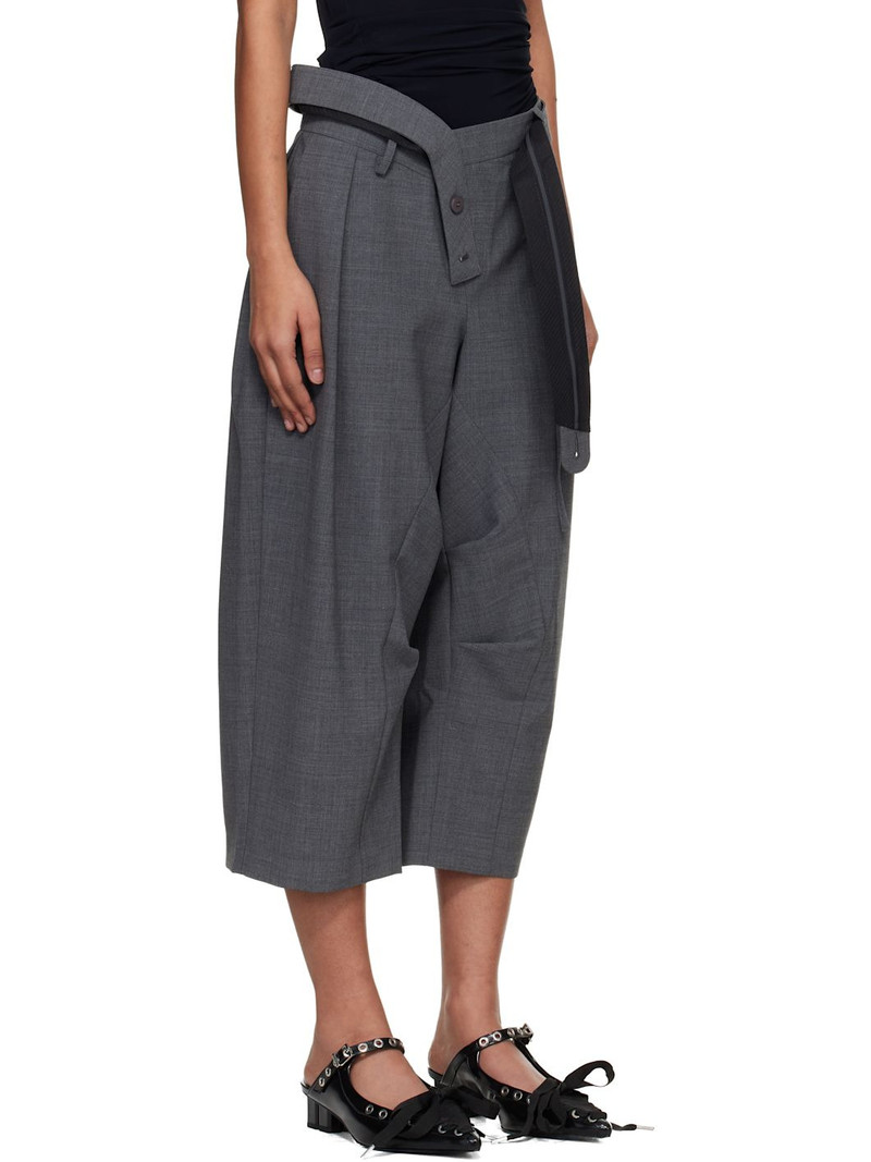 Gray Strapped Baggy Suit Shorts 2