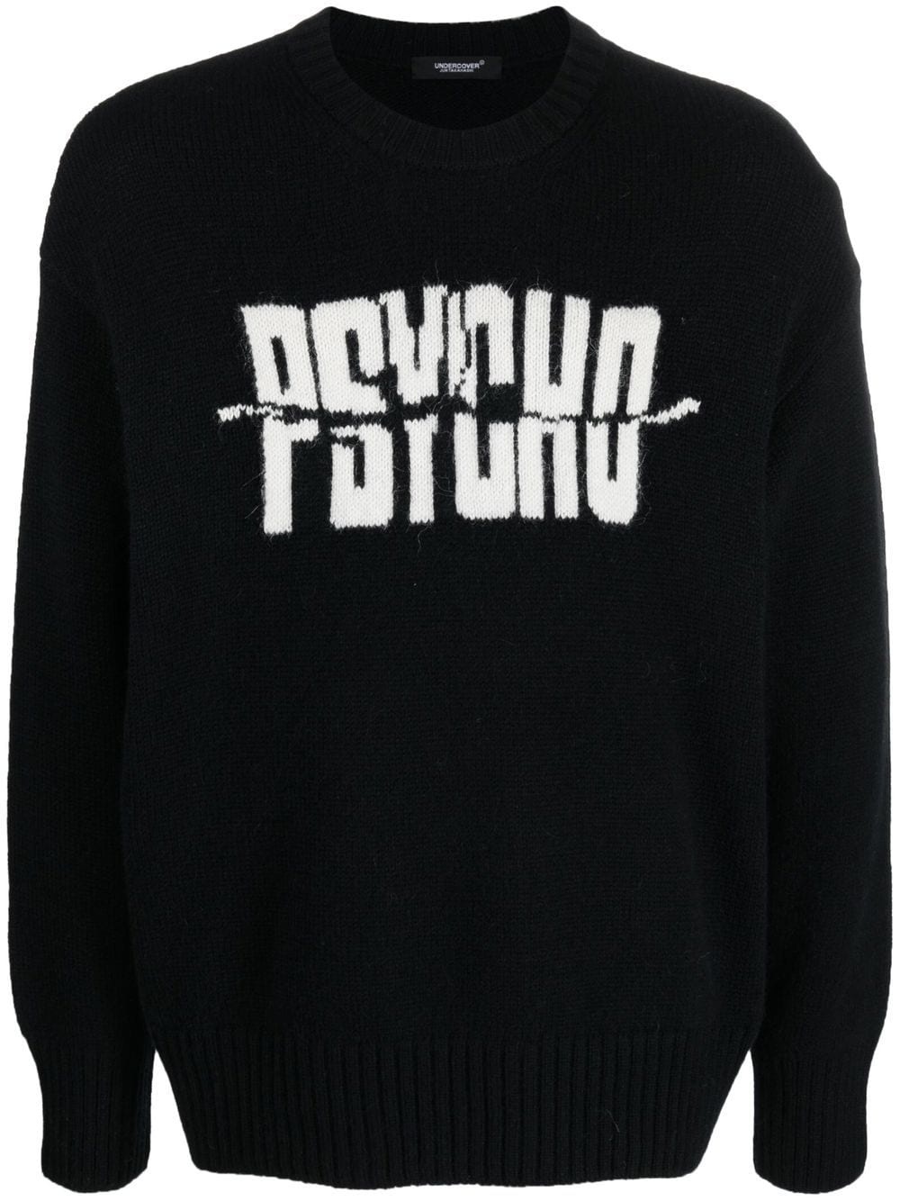 intarsia-knit slogan jumper - 1