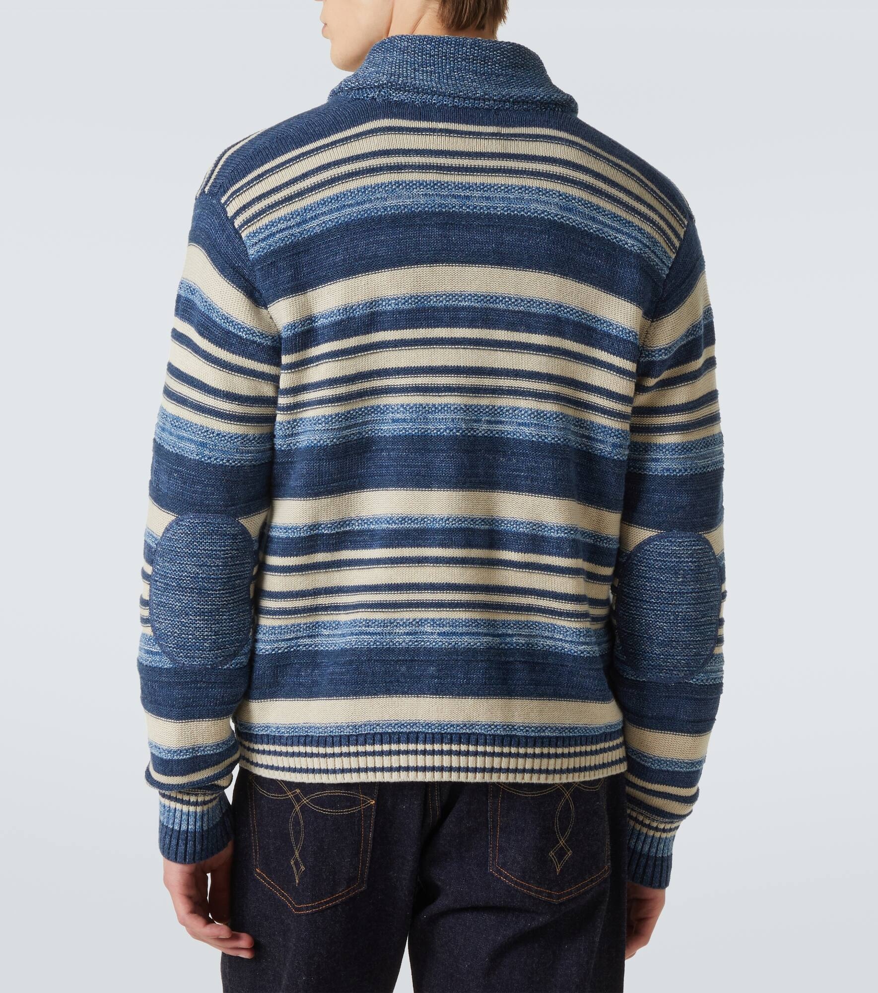 Striped cotton and linen cardigan - 4