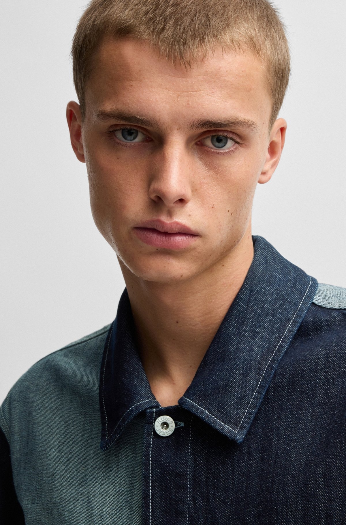 RELAXED-FIT OVERSHIRT IN MIXED DENIMS - 3