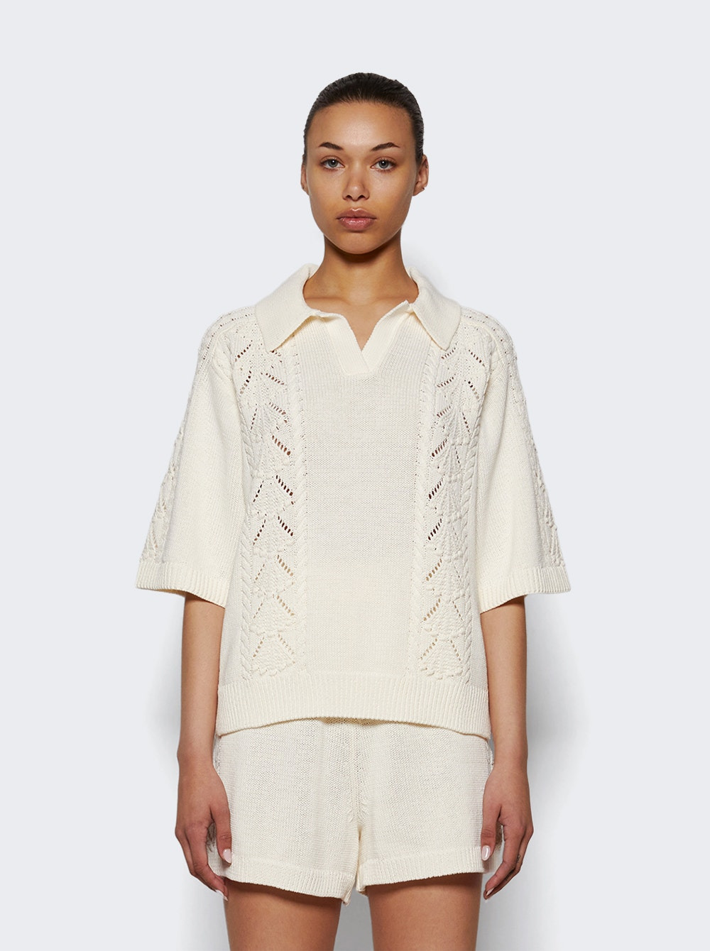 Kina Polo Sweater With Shell Design Ivory - 2