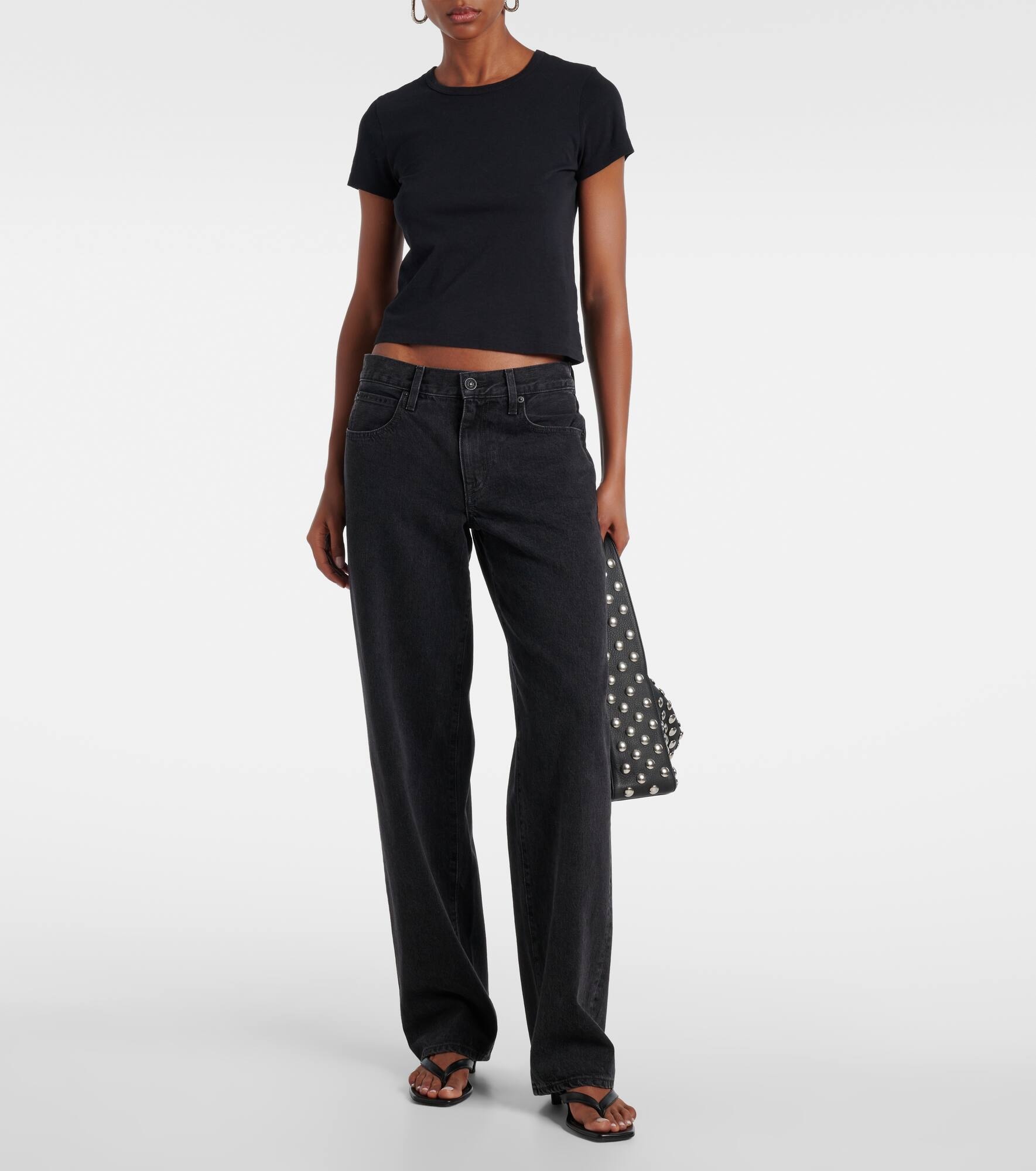 Cropped cotton jersey T-shirt - 2