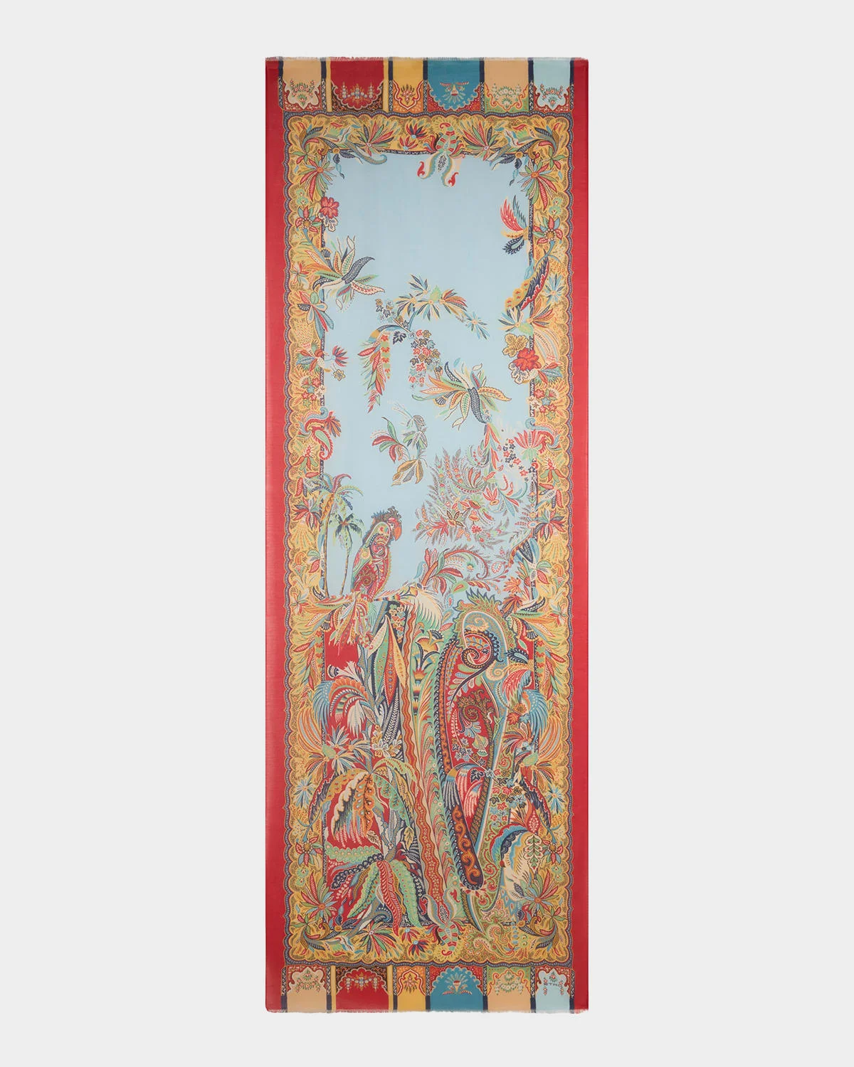Parrot & Paisley Modal-Cashmere Scarf - 1