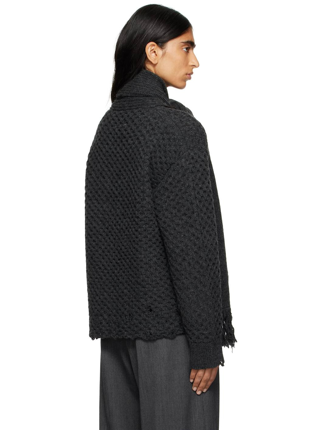 Gray Scarf Knit Sweater - 3