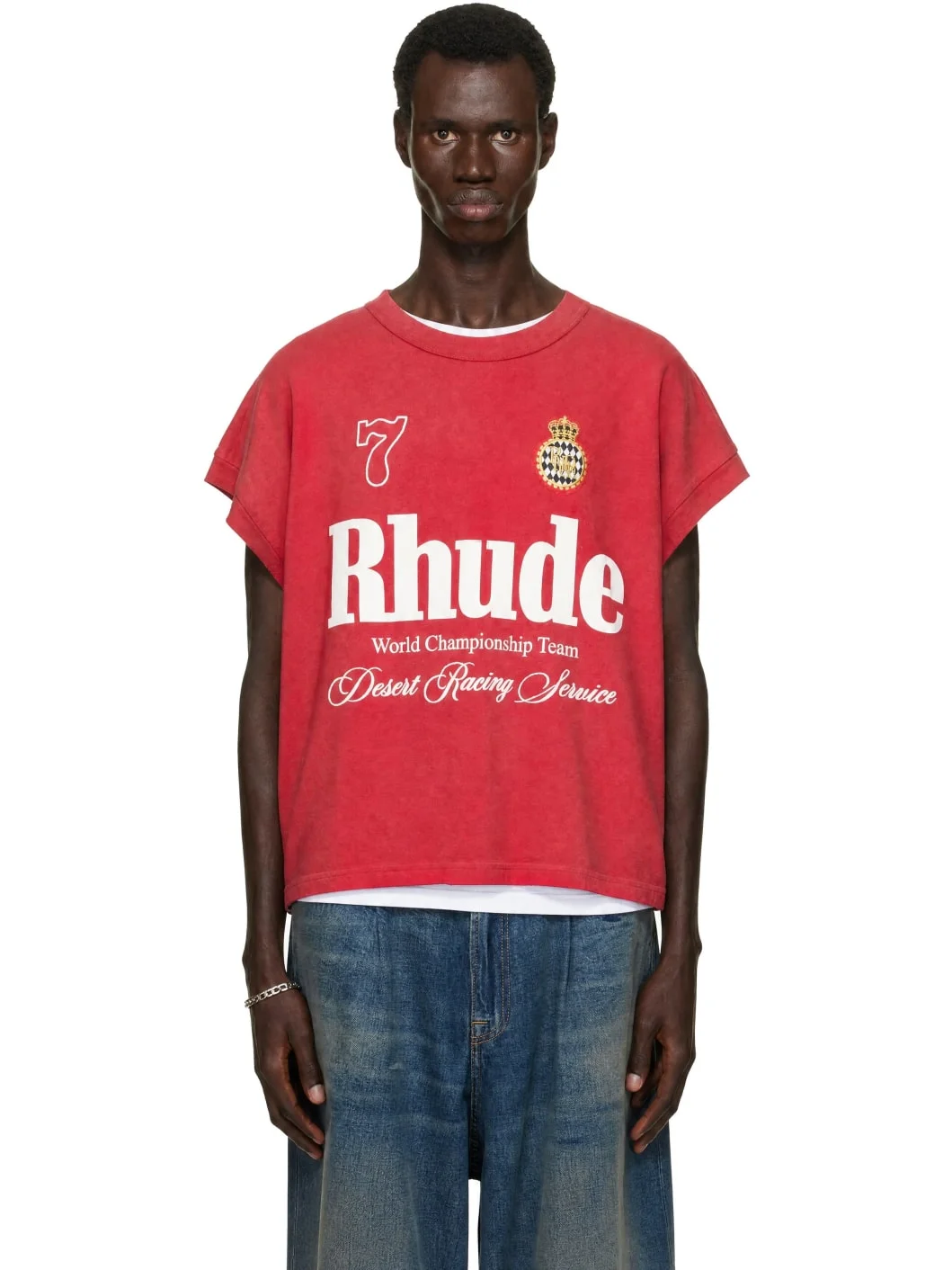 Red 'Desert Racing' Cut-Off T-shirt - 1