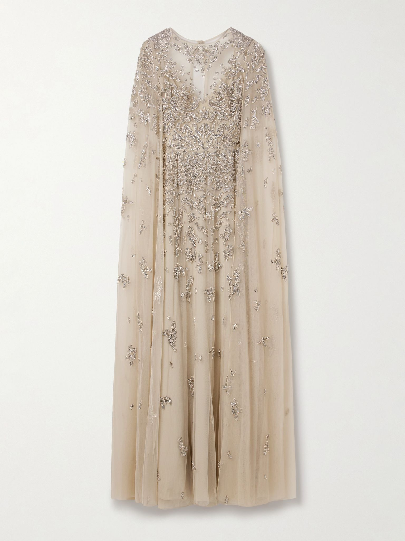 Freya draped embellished tulle gown Beige - 1