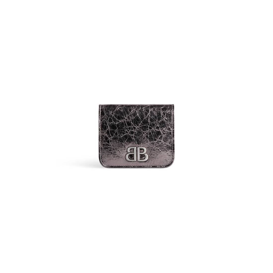 Women's Monaco Flap Coin And Card Holder Metallized in Dark Grey - 1
