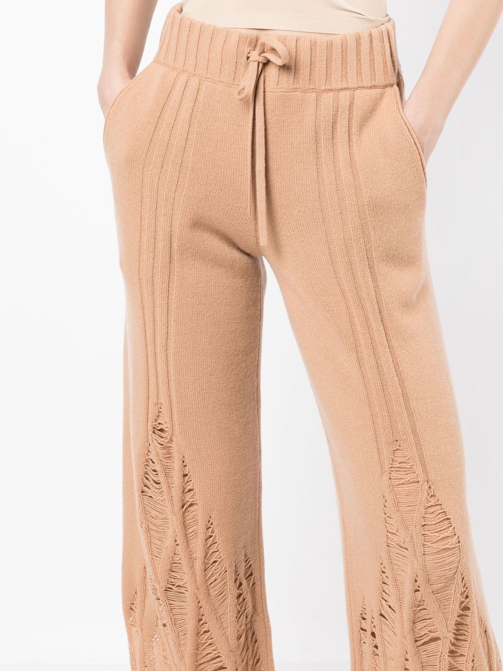distressed high-waist cashmere trousers - 6