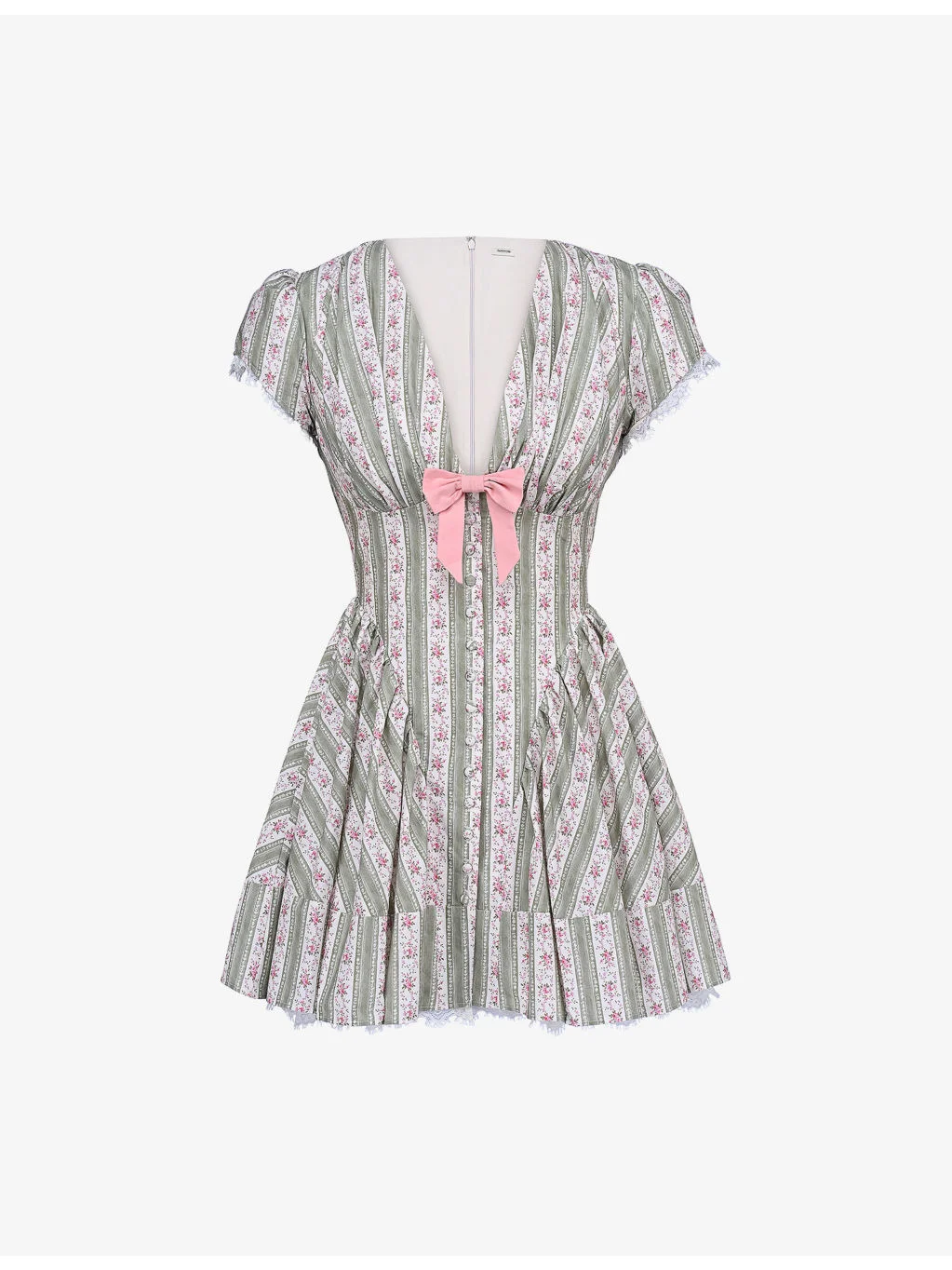 Emiliana Striped Floral-Print Stretch-Cotton Mini Dress - 1