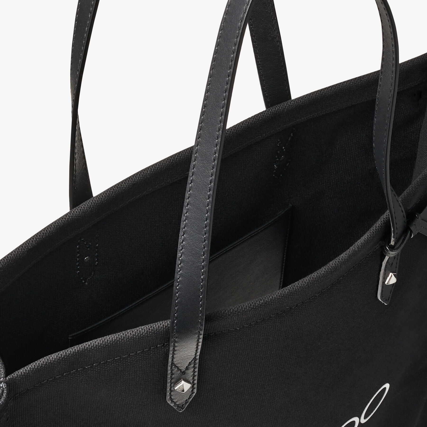 Logo Tote
Black Canvas Tote Bag with Black Leather Handles - 3