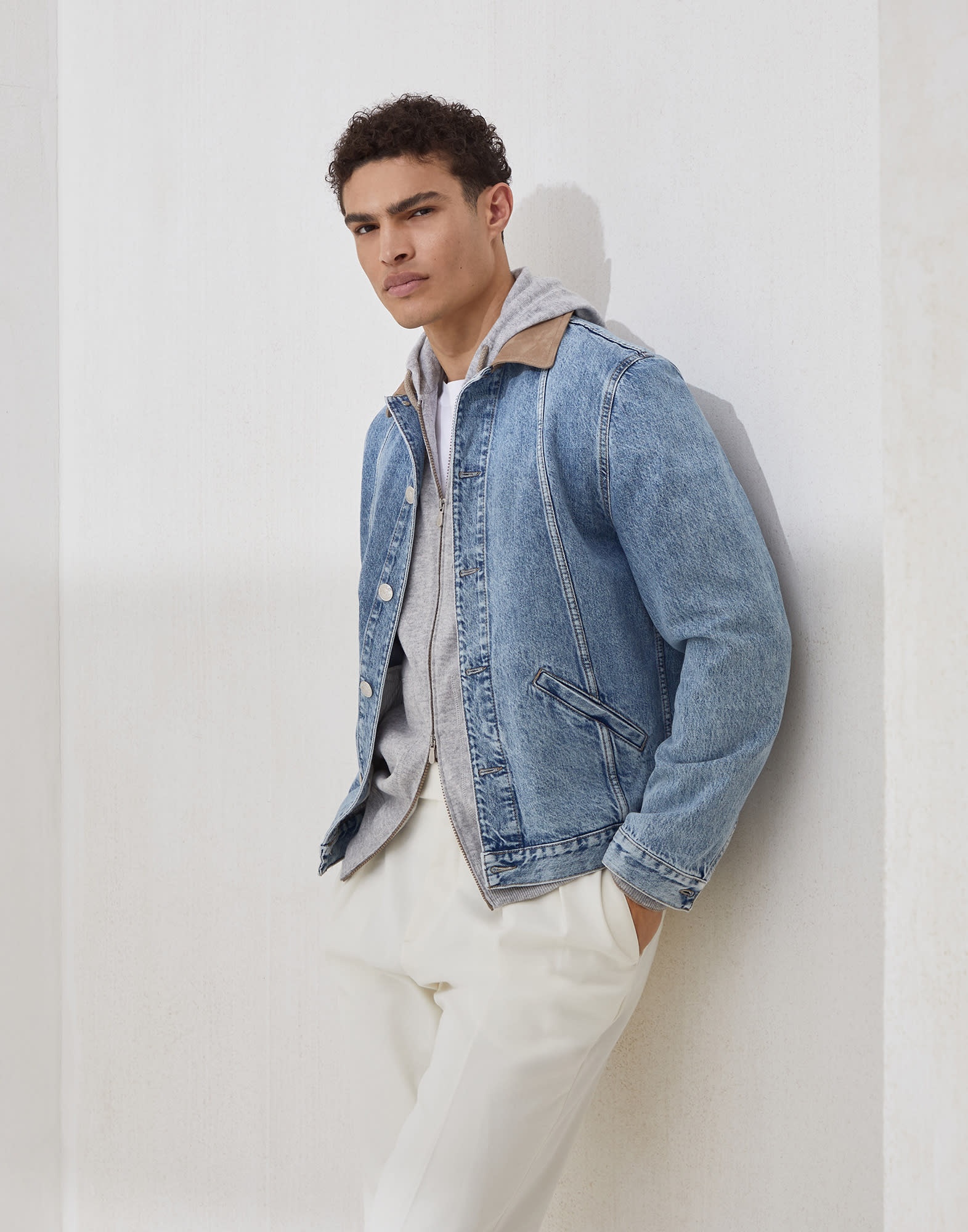 Cashmere sweatshirt-style cardigan with hood - 4
