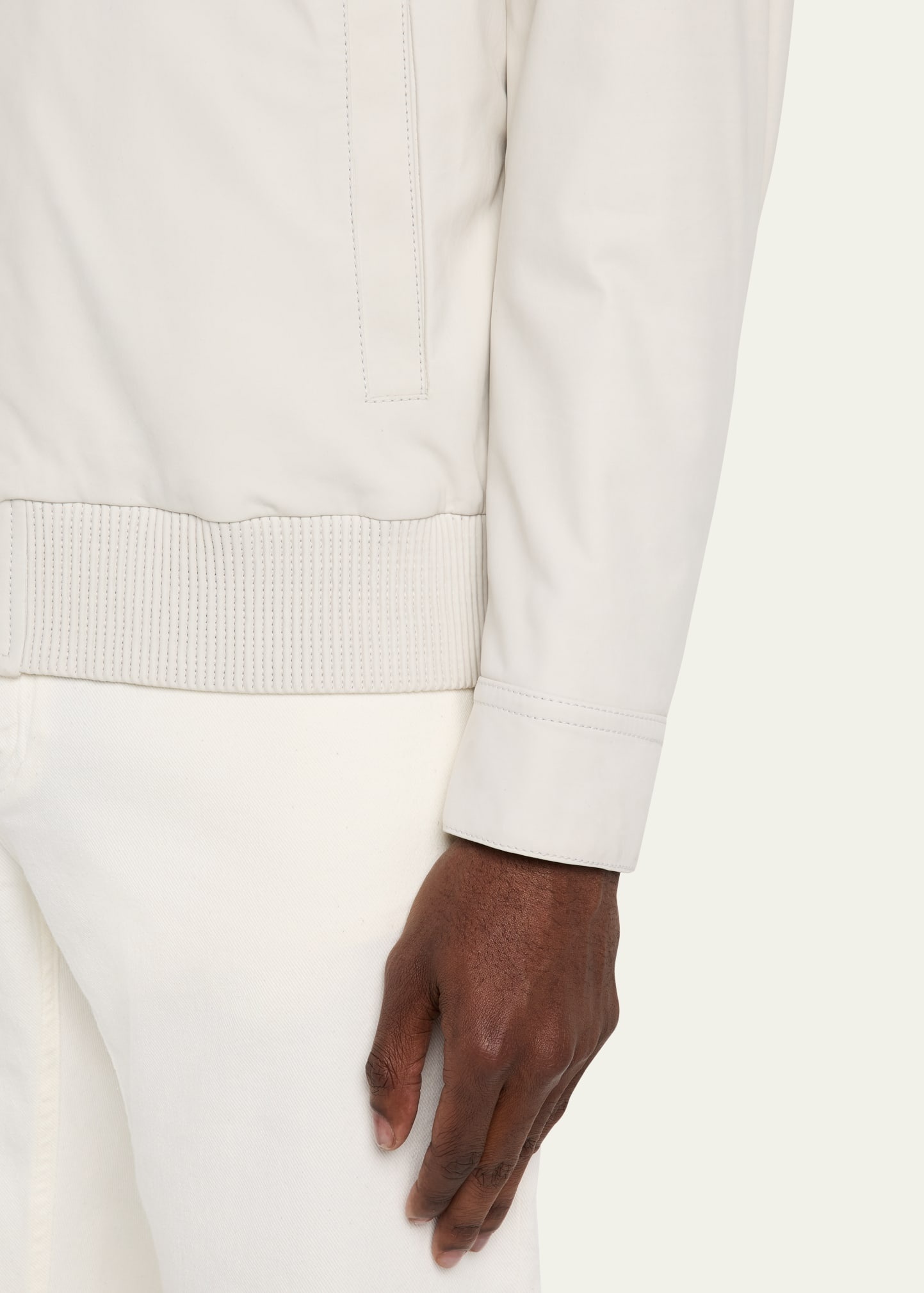 Men's Nubuck Leather Full-Zip Blouson - 5