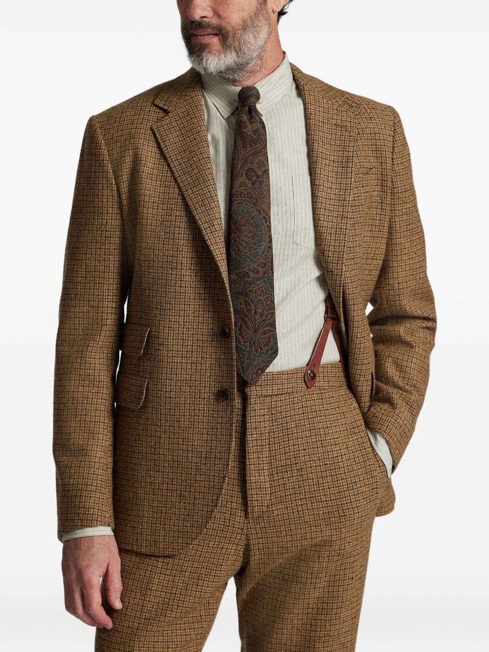 checked wool elbow-patch blazer - 2