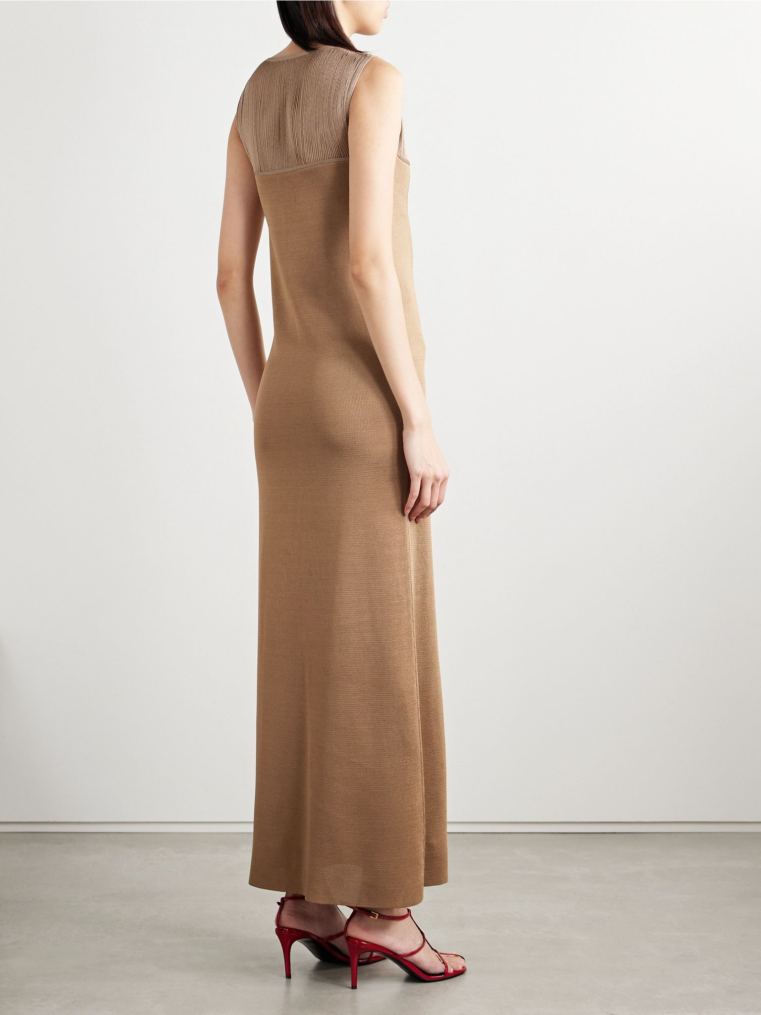 Ruslan fringed knitted maxi dress Tan - 3