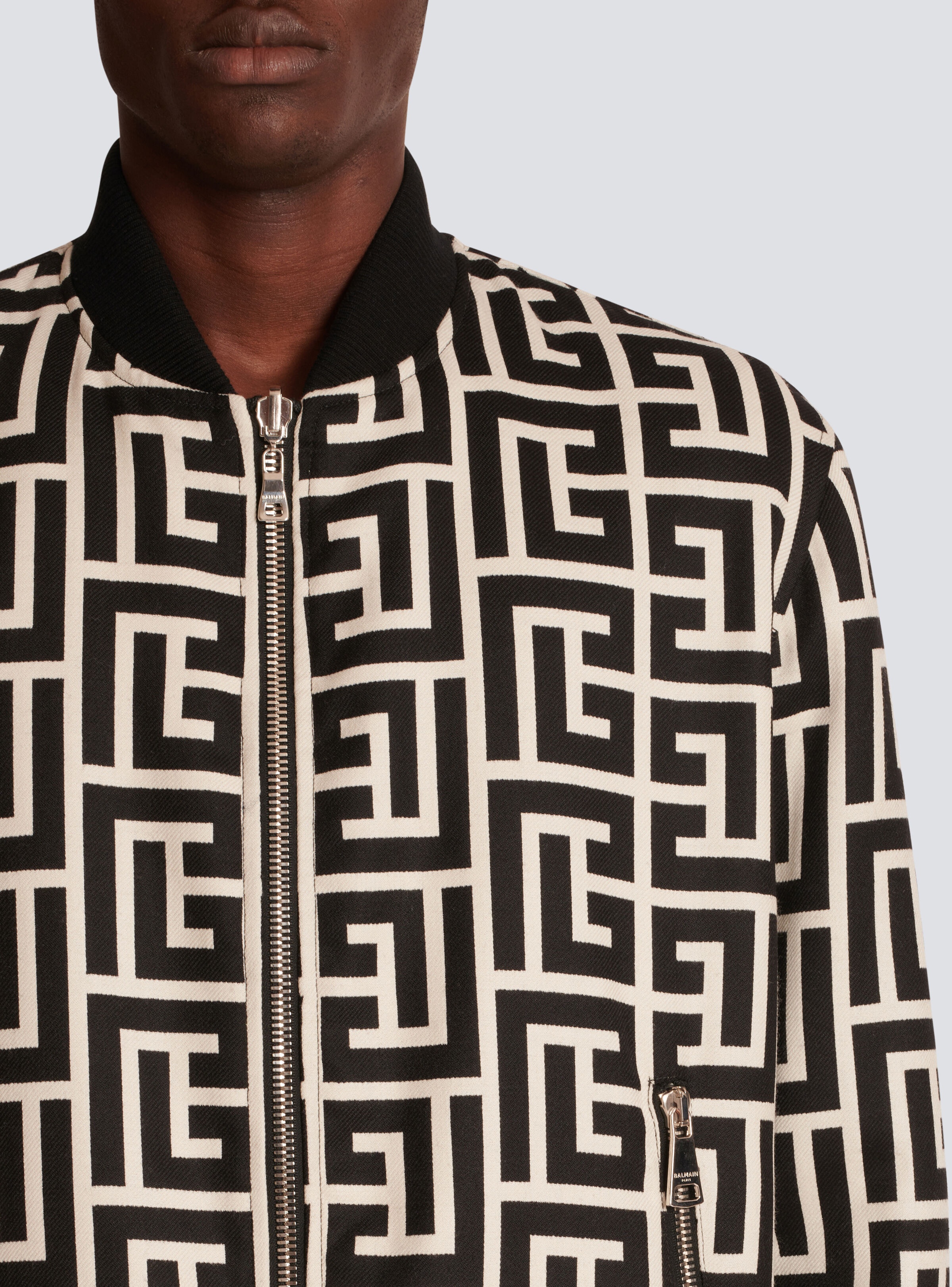 Reversible wool bomber jacket with monogram - 6
