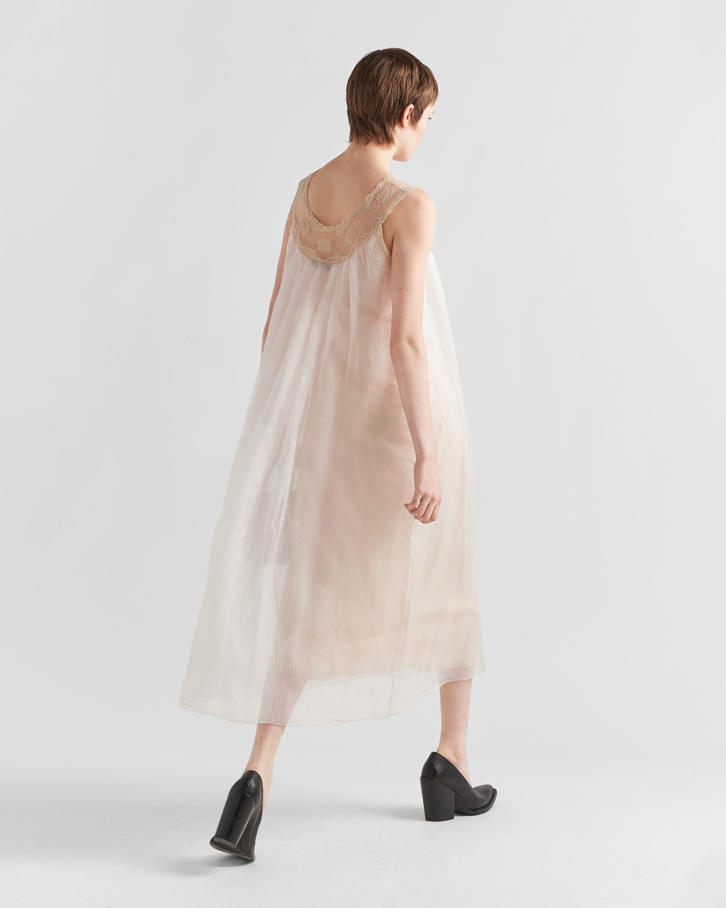 Prada Nylonette and lace midi-dress | REVERSIBLE