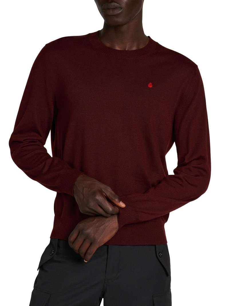 Men's Wool Crewneck Sweater - Oxblood Fiery Red 6