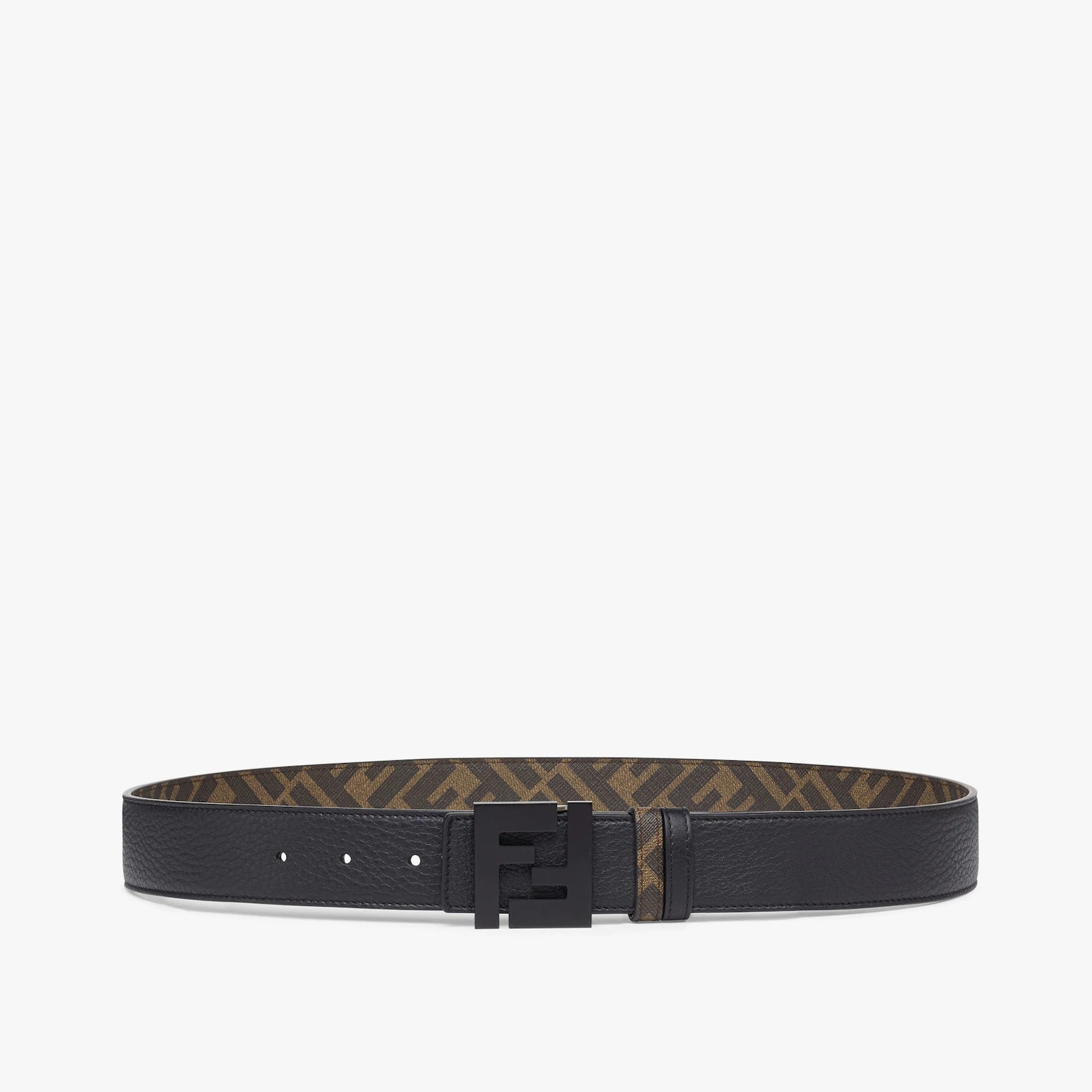 Brown leather and fabric belt - 1