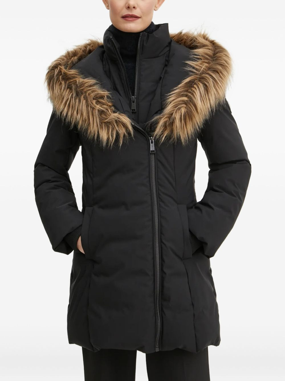 faux-fur hooded coat - 1