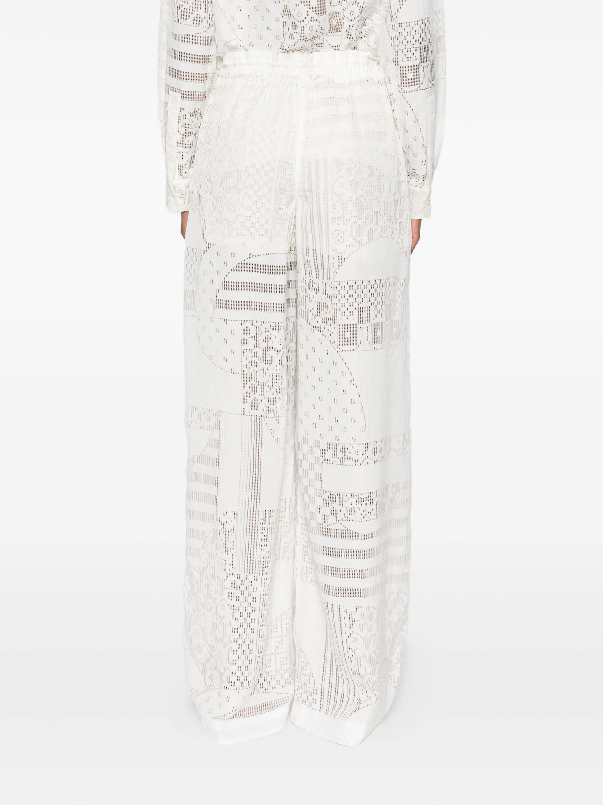 lace-panel trousers - 4