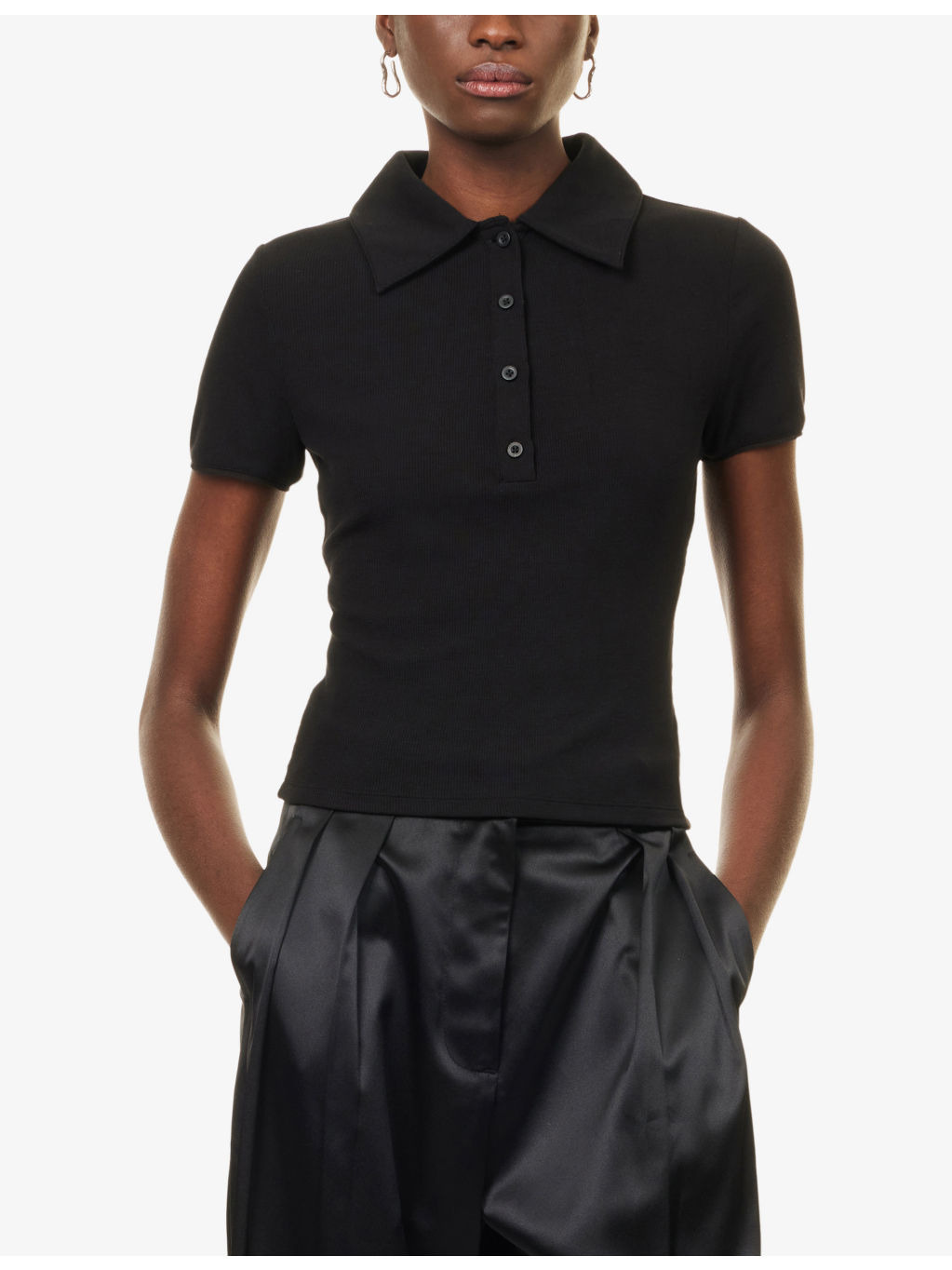 The Mesh Trim Knitted Polo Top - 3