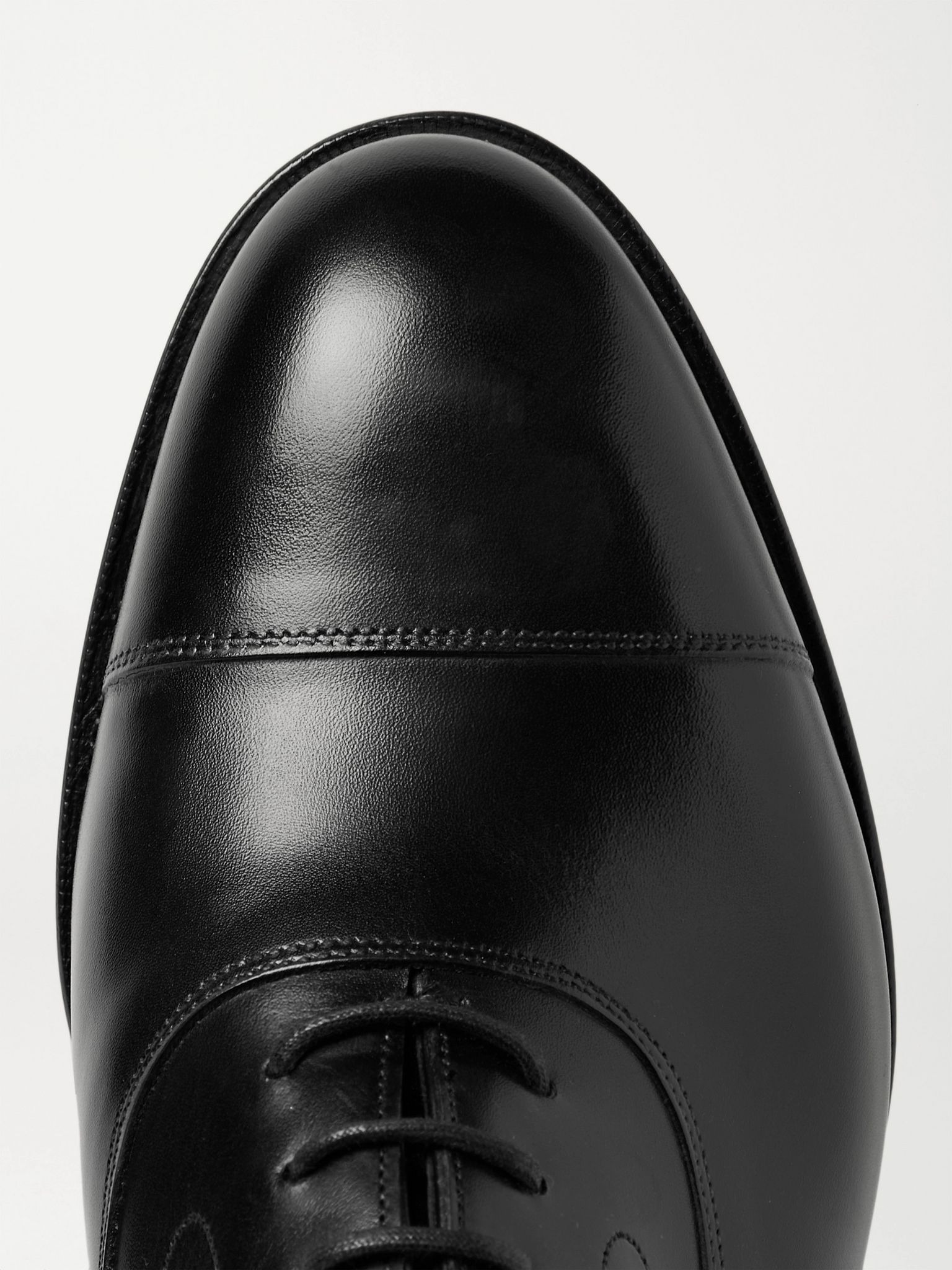 Chelsea Cap-Toe Burnished-Leather Oxford Shoes Black - 5