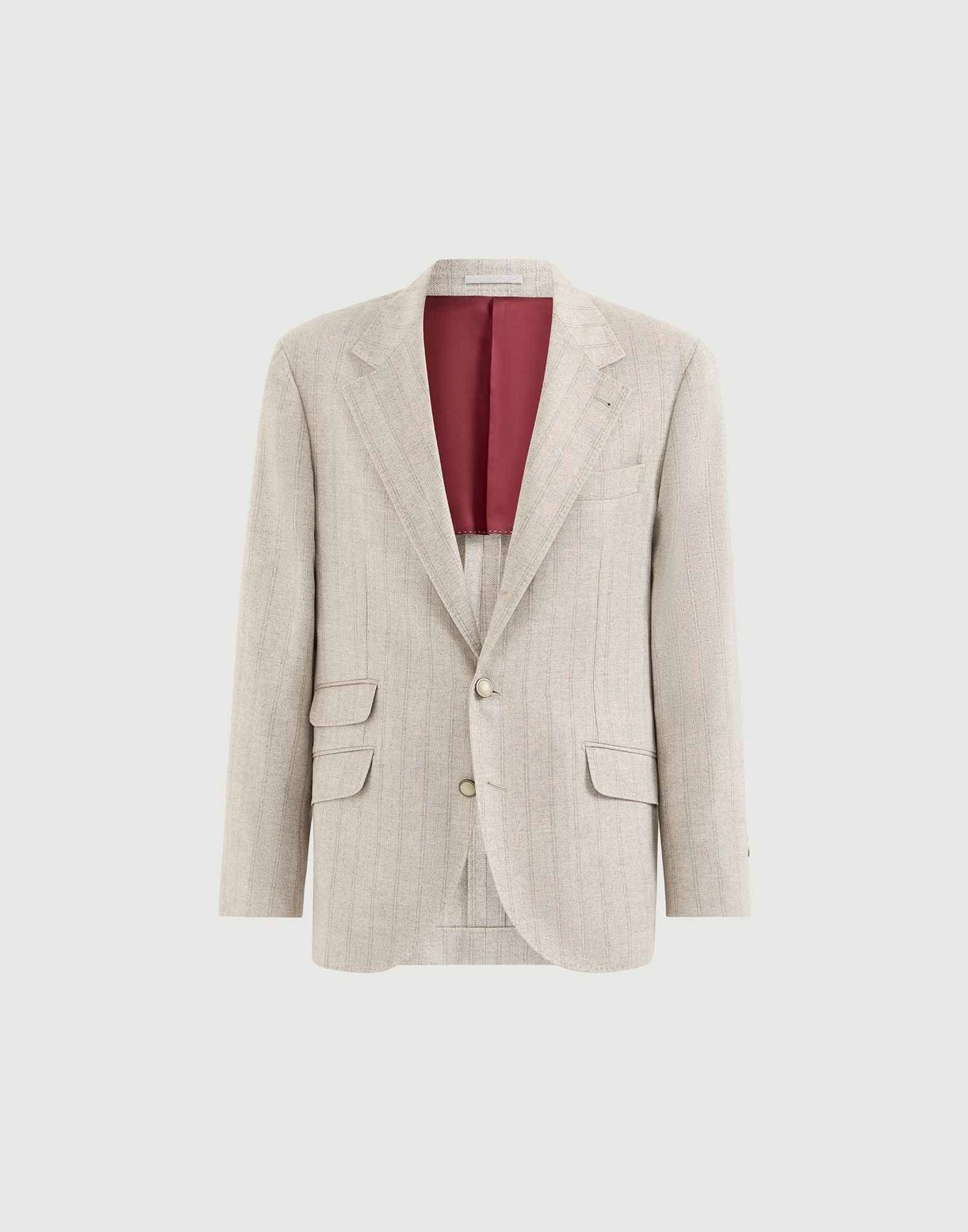 Striped cashmere and silk diagonal flannel deconstructed Cavallo blazer with metal buttons - 1