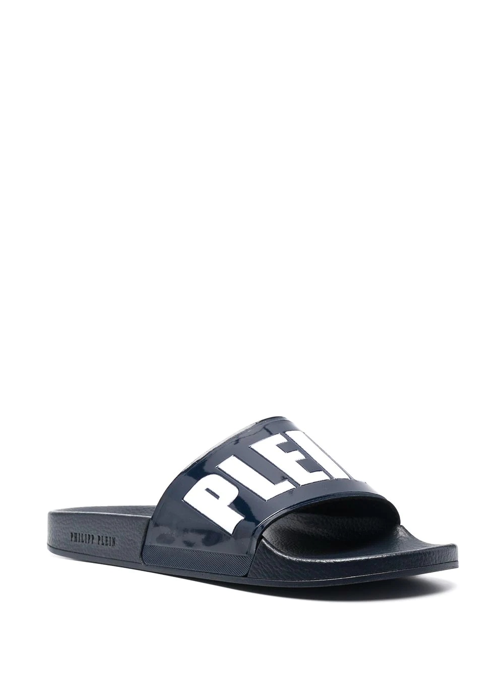 two-tone logo-print slides - 2