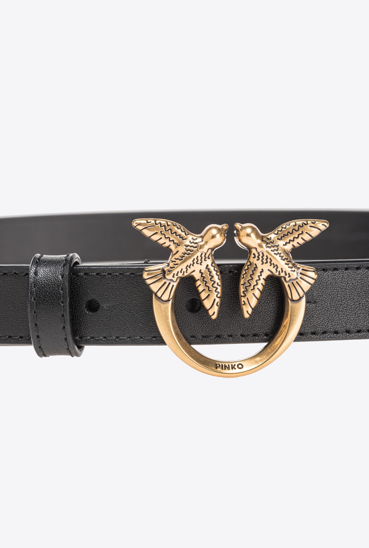LOVE BIRDS THIN LEATHER BELT 2CM - 2